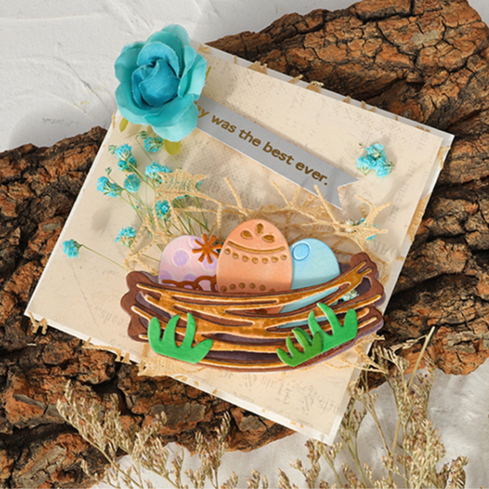 Easter Eggs w Nest & Grass Tuffs Cutting Dies