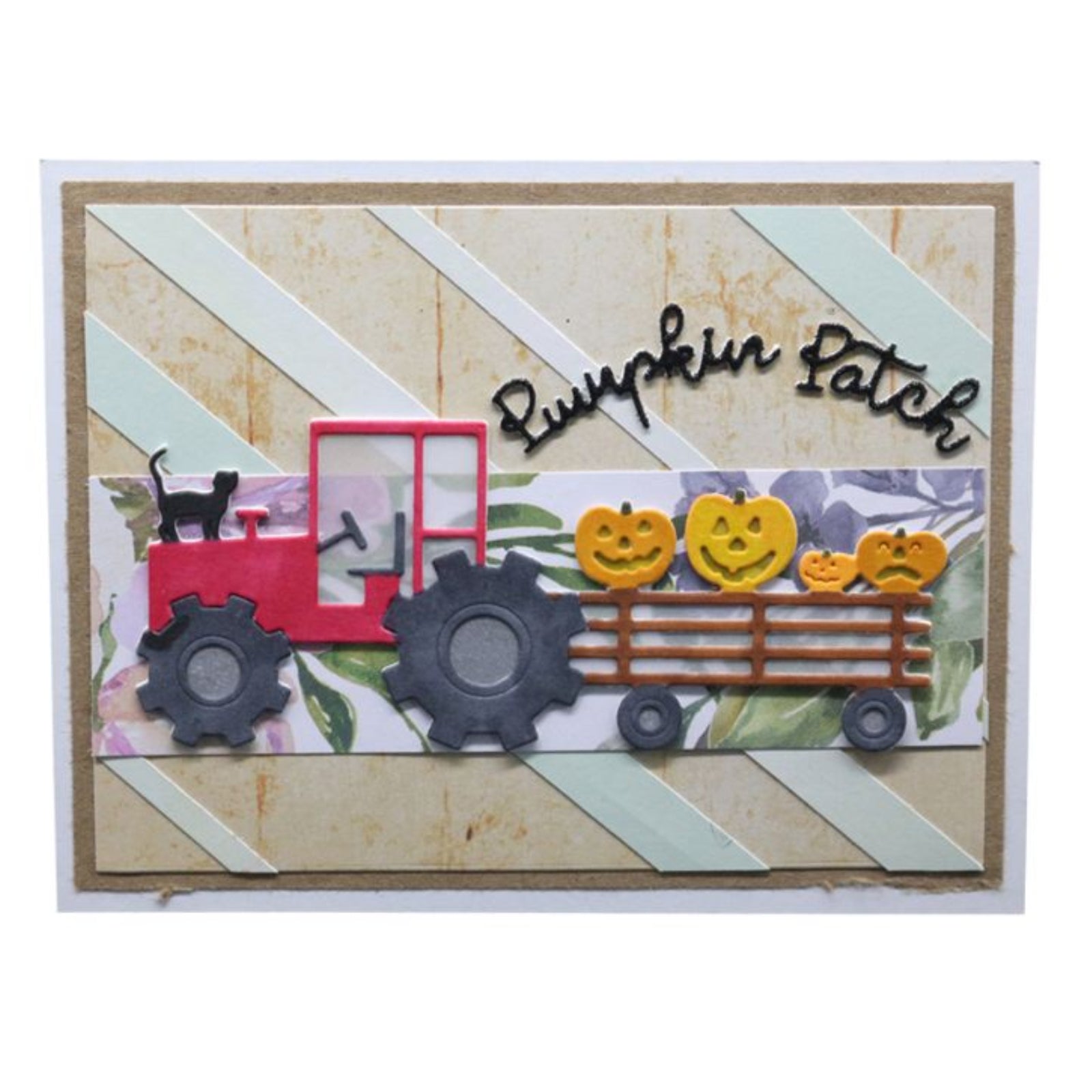 Pumpkin Patch Halloween Tractor w Trailer Cutting Die