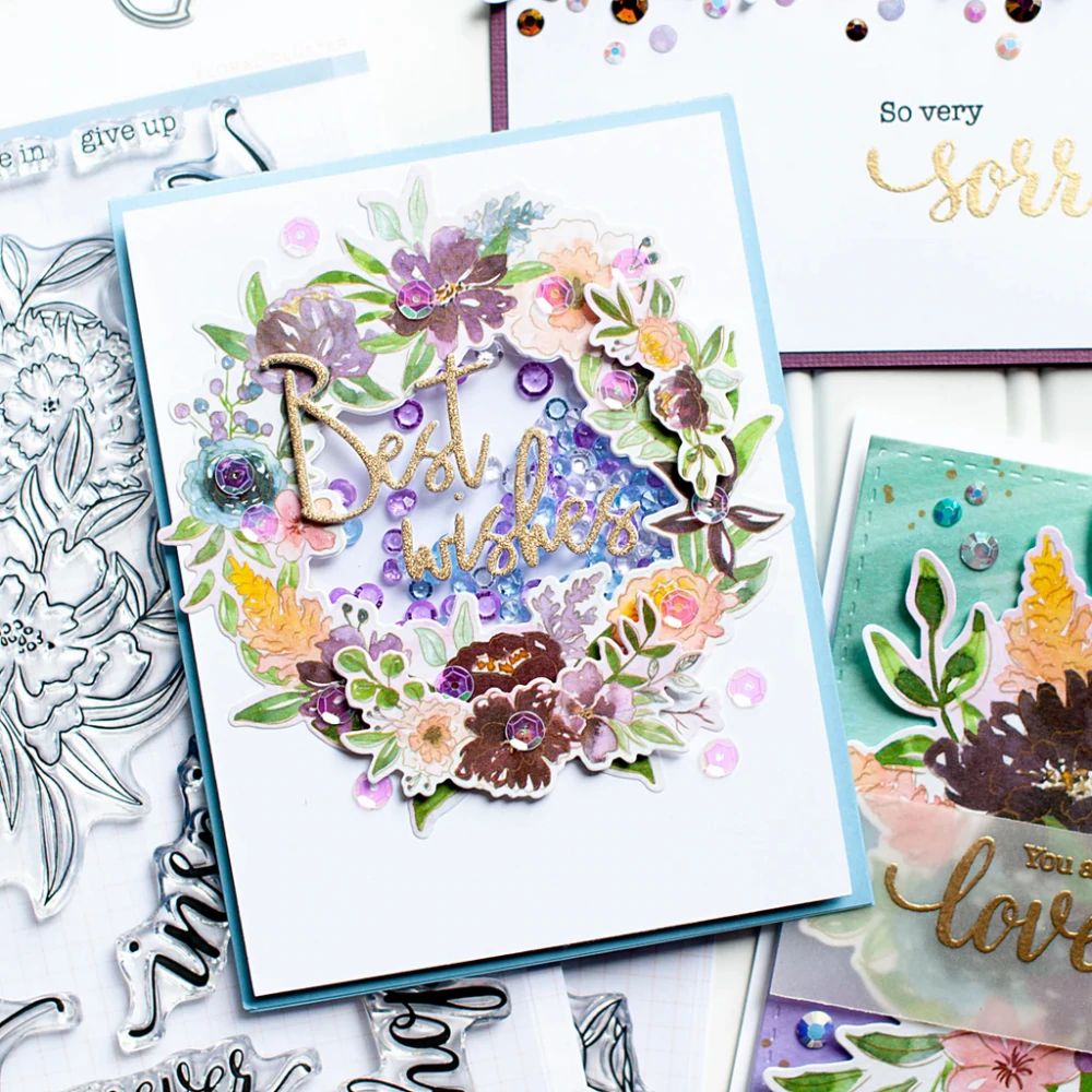 Celebrate Sentiments Words w Shadows Cutting Dies