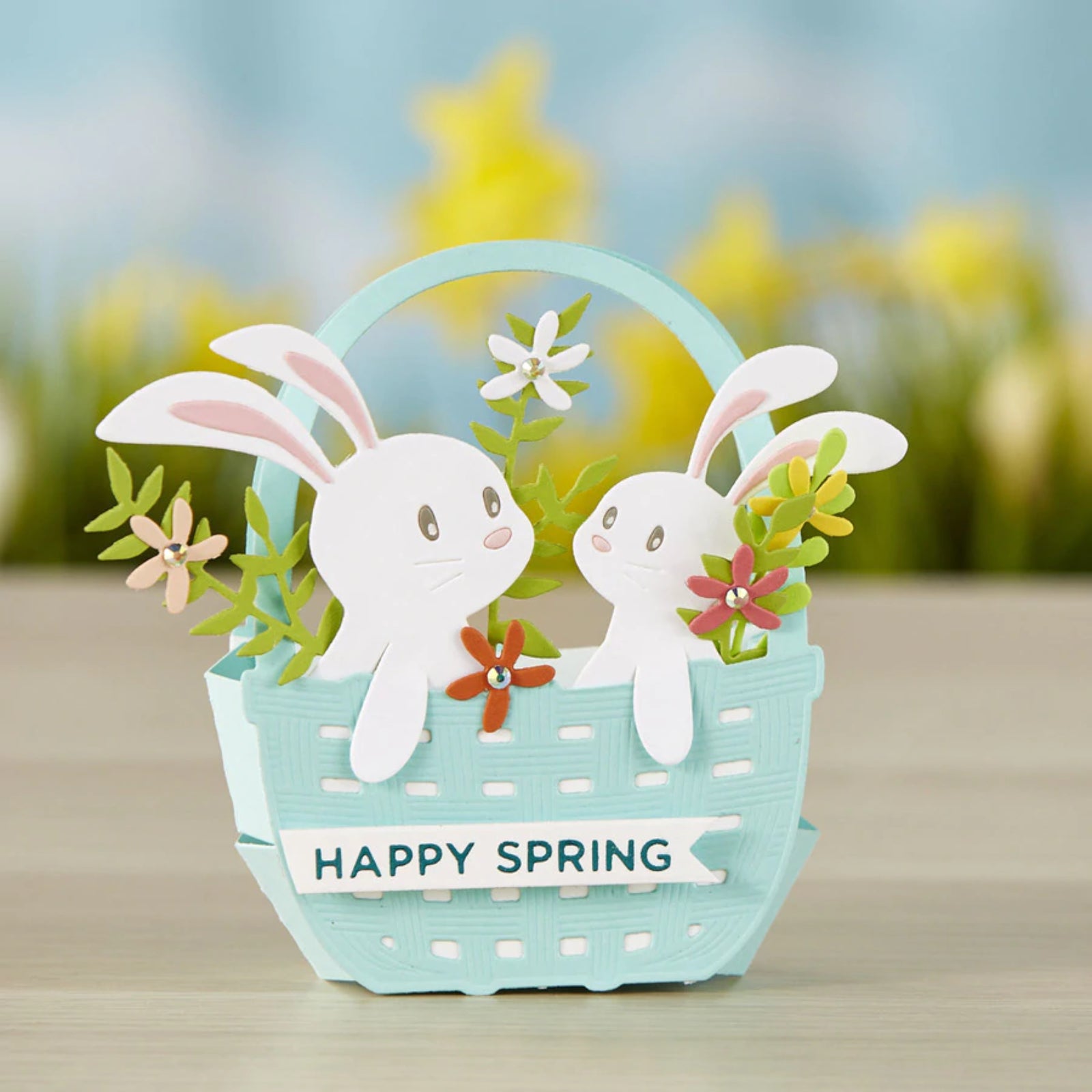 Easter Bunny Duo w 3D Basket & Foliage Cutting Dies