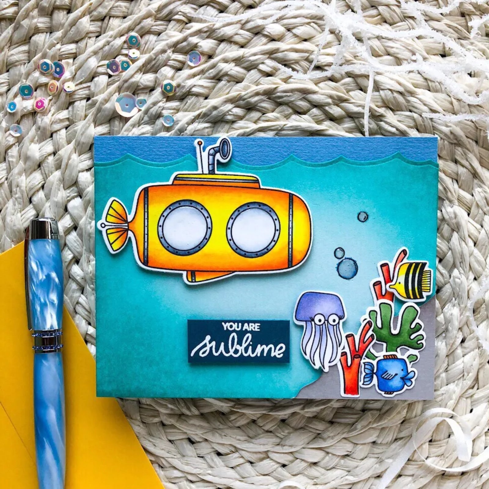 You Are Sublime Submarine w Sea Animals Cutting Dies & Stamps Set
