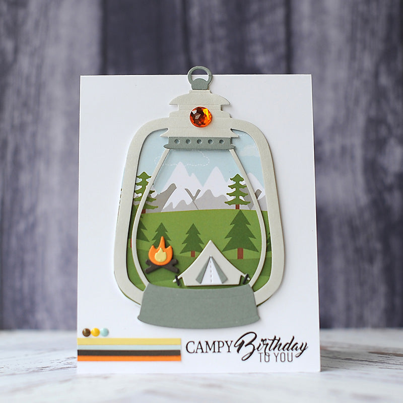 Lantern w Mini Camping Scene Cutting & Embossing Dies
