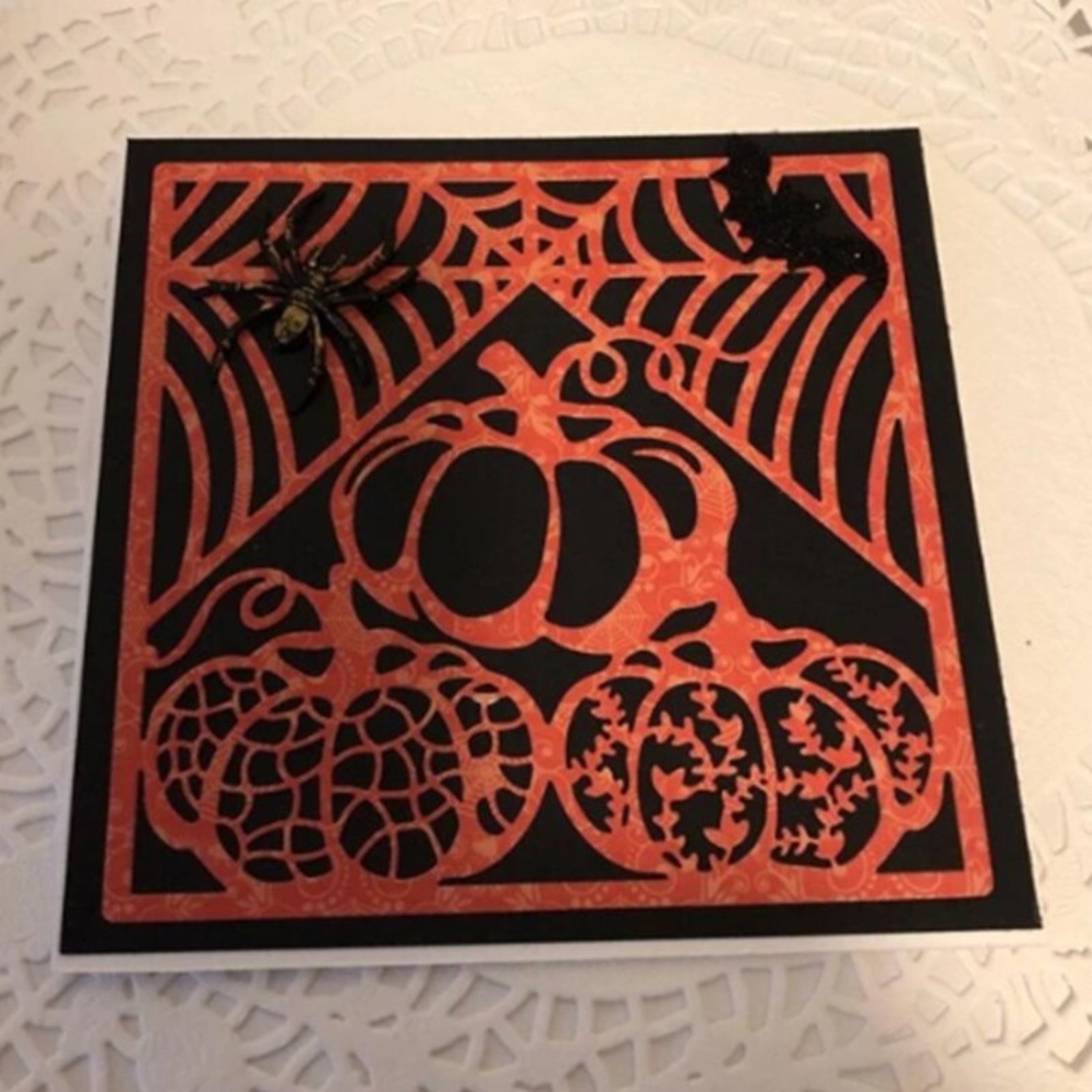Large Halloween Background Frame Cutting Die w Web & Pumpkins