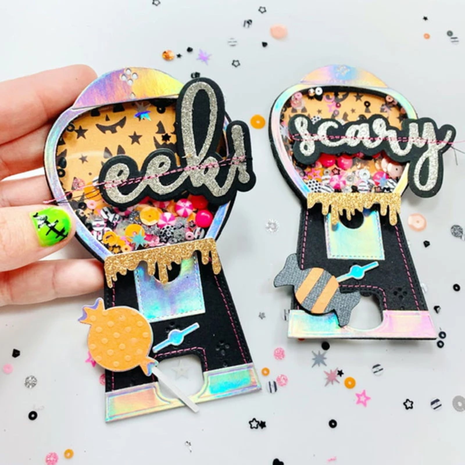 Scary Ghoul Halloween Words w Shadows Cutting Dies