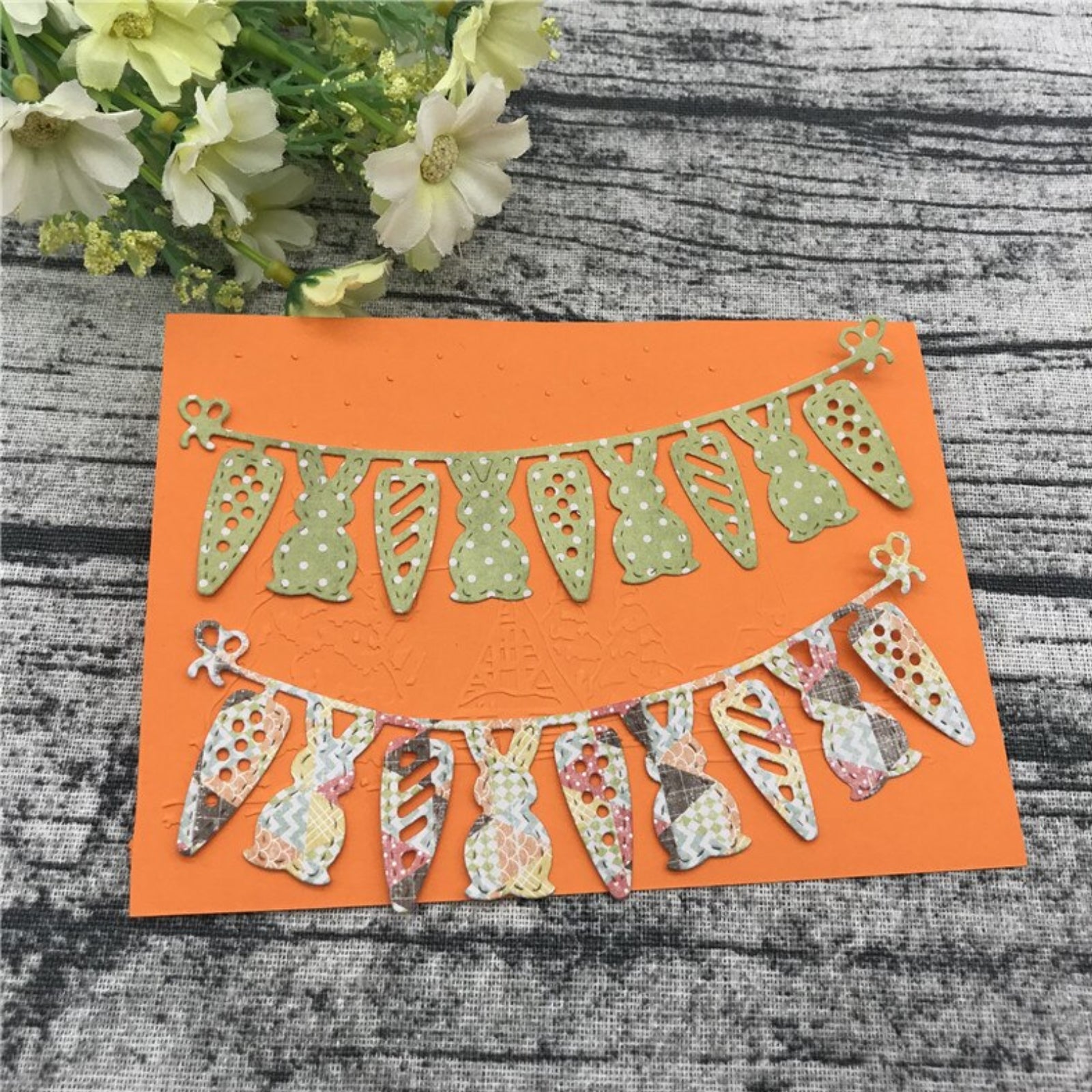 Stitched Bunnies & Carrots Easter Banner Cutting Die