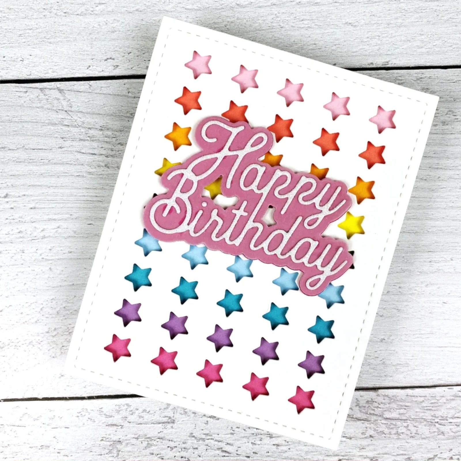 Stars Grid Background w Stitching Border Cutting & Embossing Die