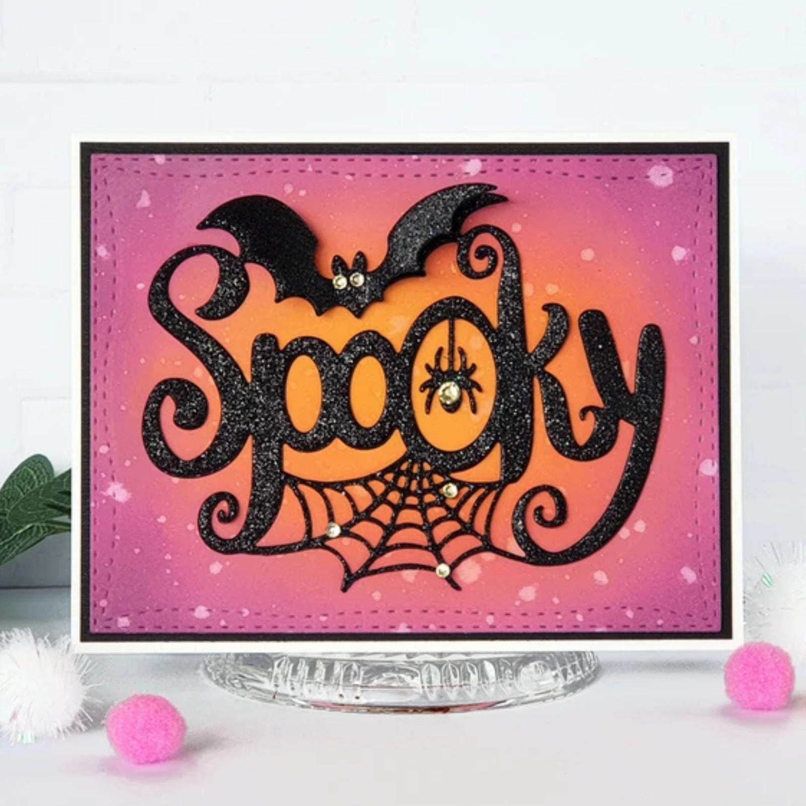Big Spooky Word Cutting Die w Bat, Spider & Web