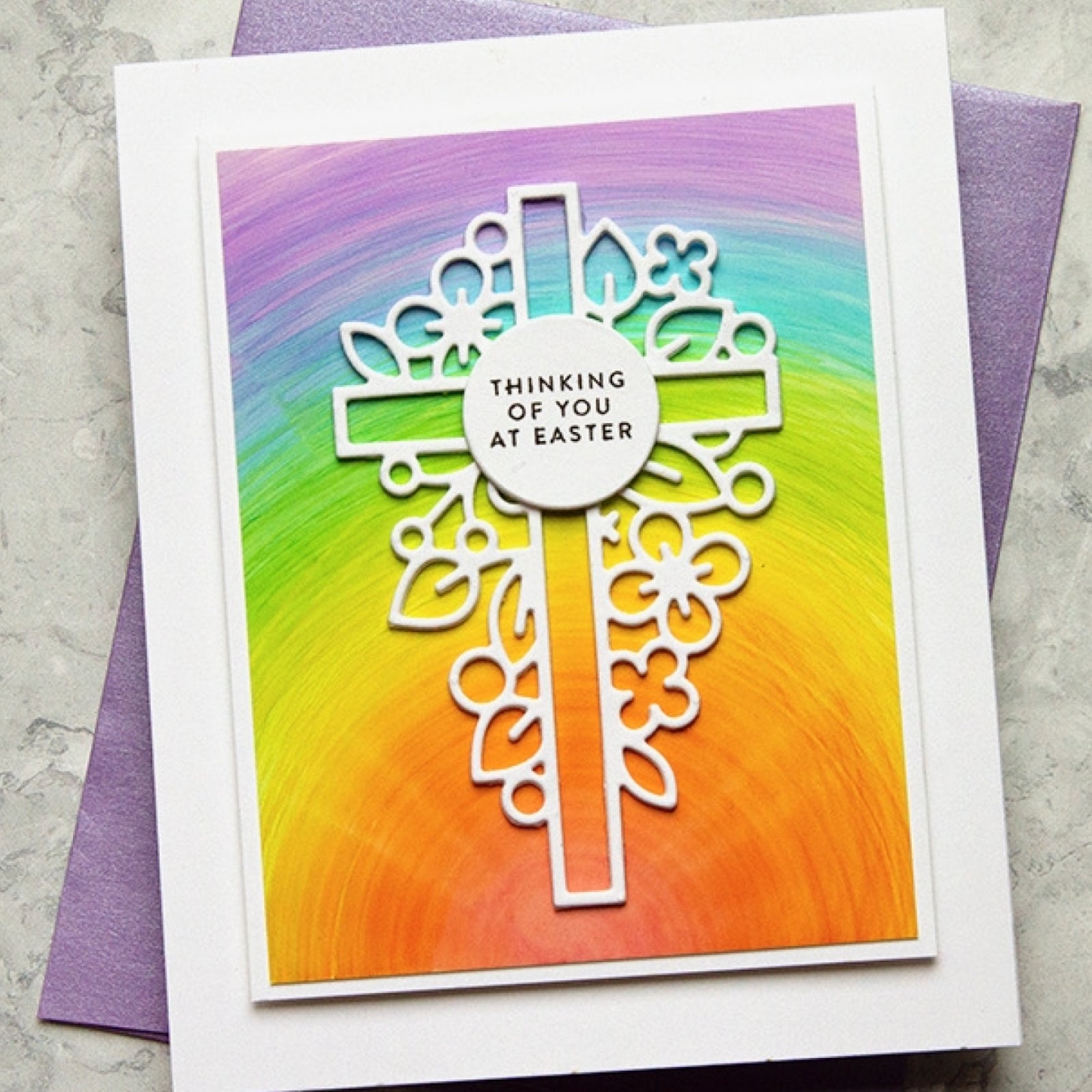 Easter Cross w Flowers & Leaves Cutting & Embossing Die