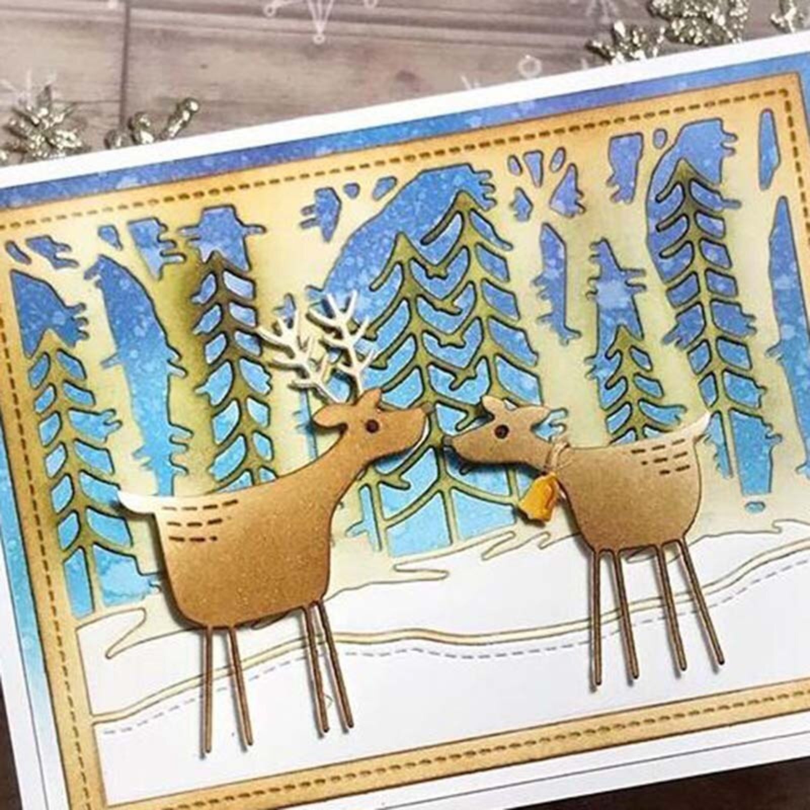 Love You Deerly Reindeer Duo w Bell & Bow Cutting Dies
