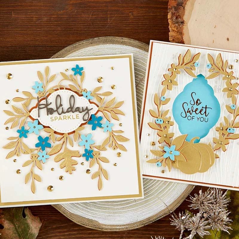 Thanksgiving Fall Foliage w Pumpkin Labels Cutting & Embossing Dies