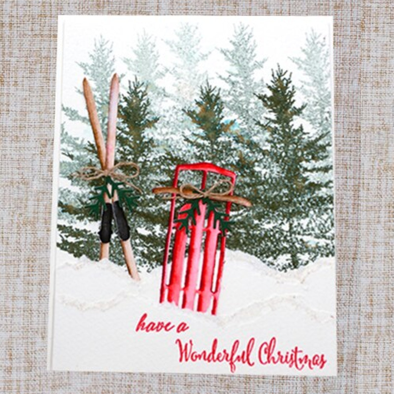 Winter Vintage Sled & Skis Cutting & Embossing Dies