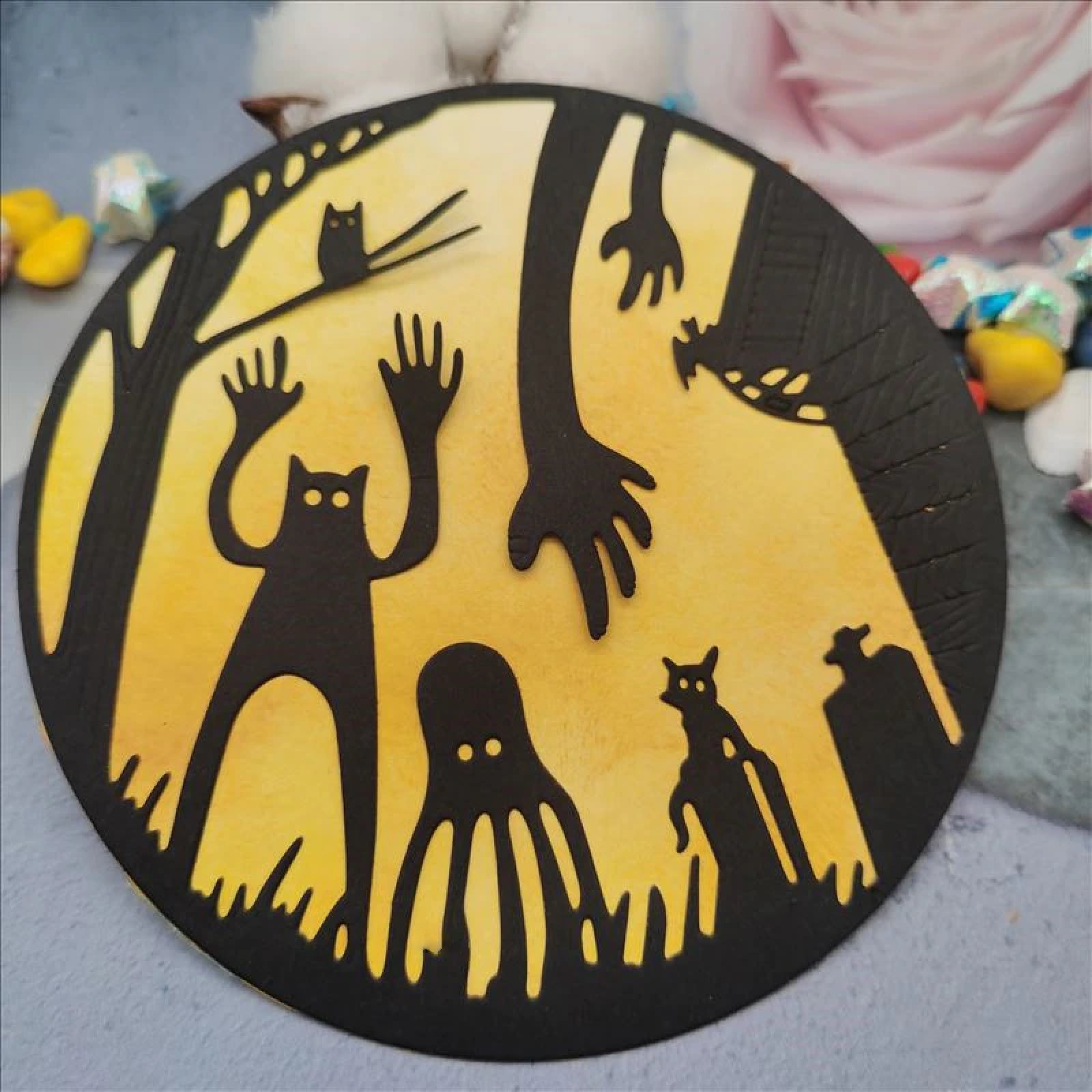Monsters Graveyard Halloween Circular Scene Cutting Die