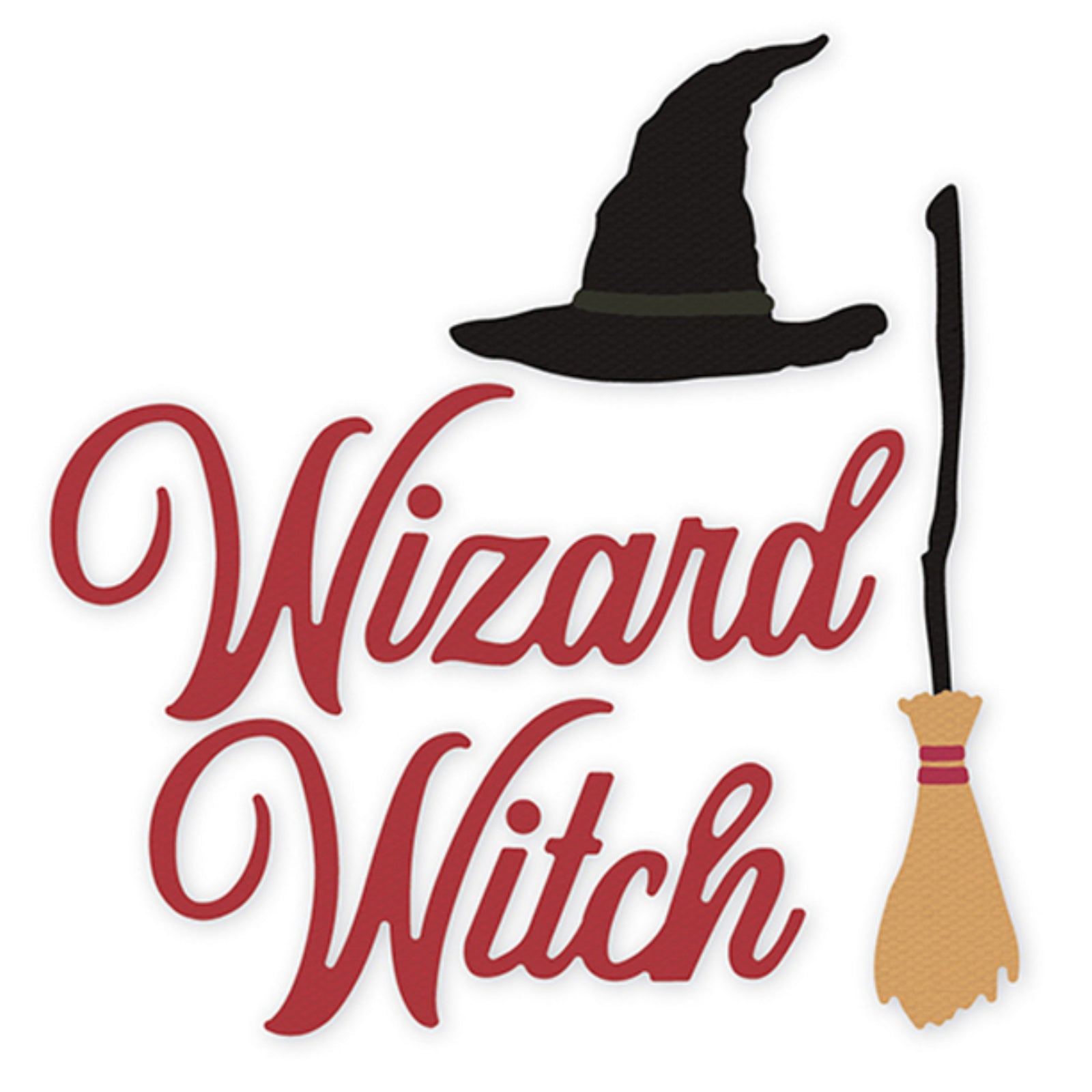 Wizard & Witch Words w Broom & Hat Cutting & Embossing Dies