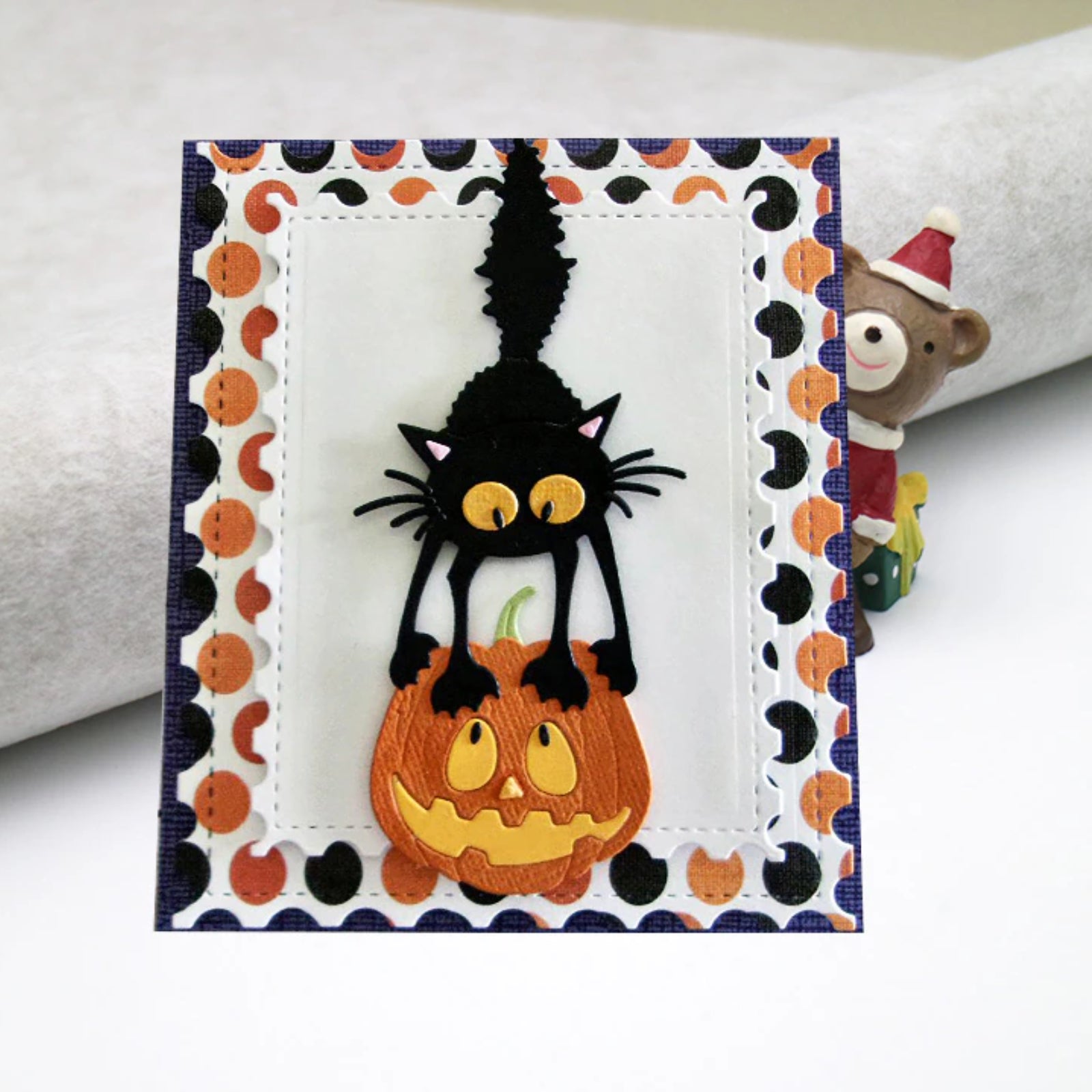 Scaredy Cat Standing on a Jack-o'-Lantern Cutting Dies