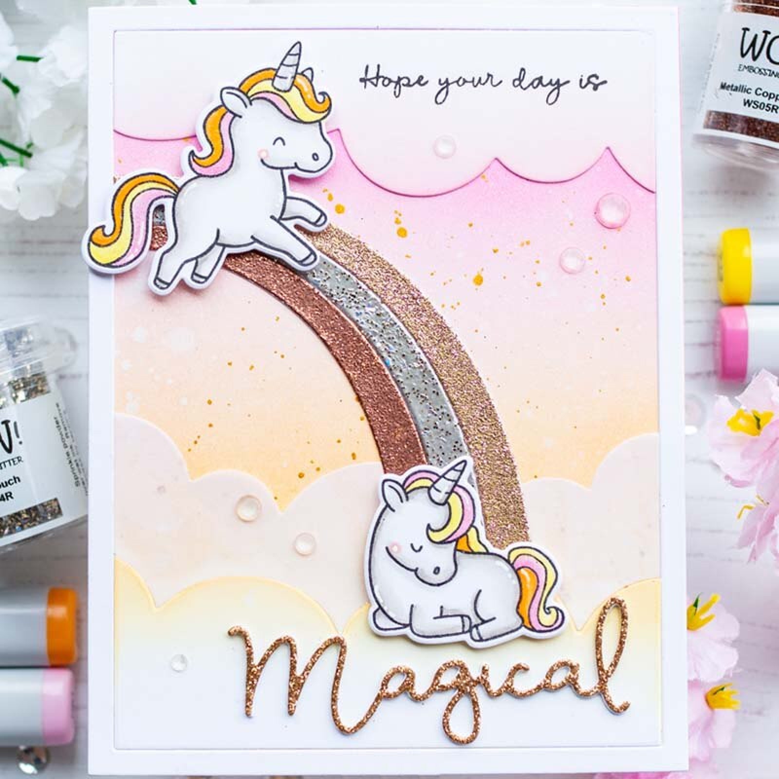 Somewhere Over The Rainbow w Clouds Background Cutting Die