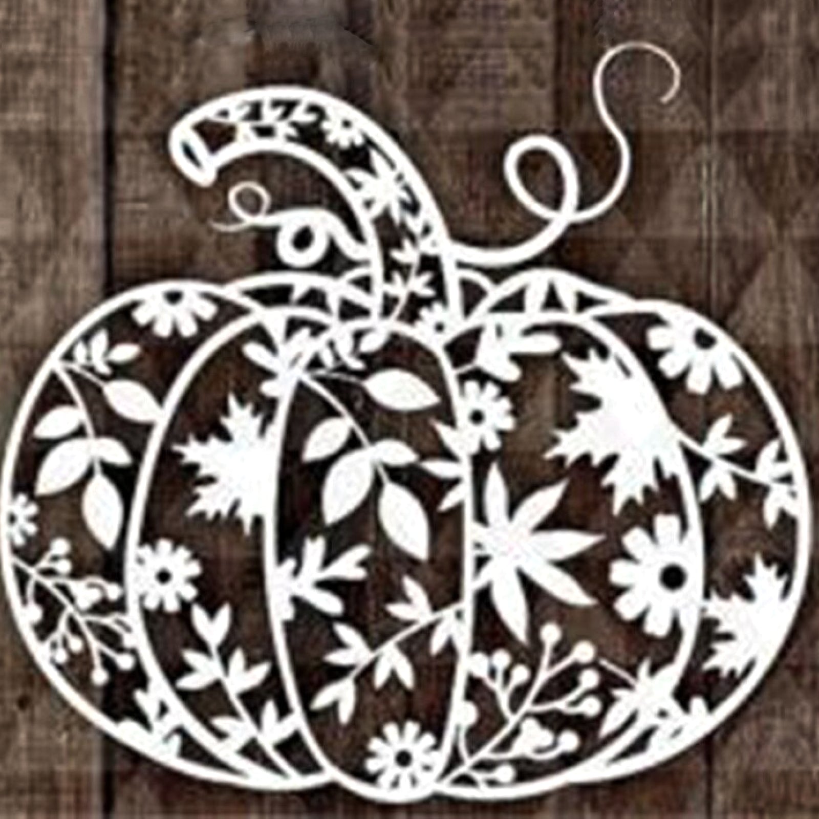 Large Pumpkin w Leaves & Flowers Design Cutting Die