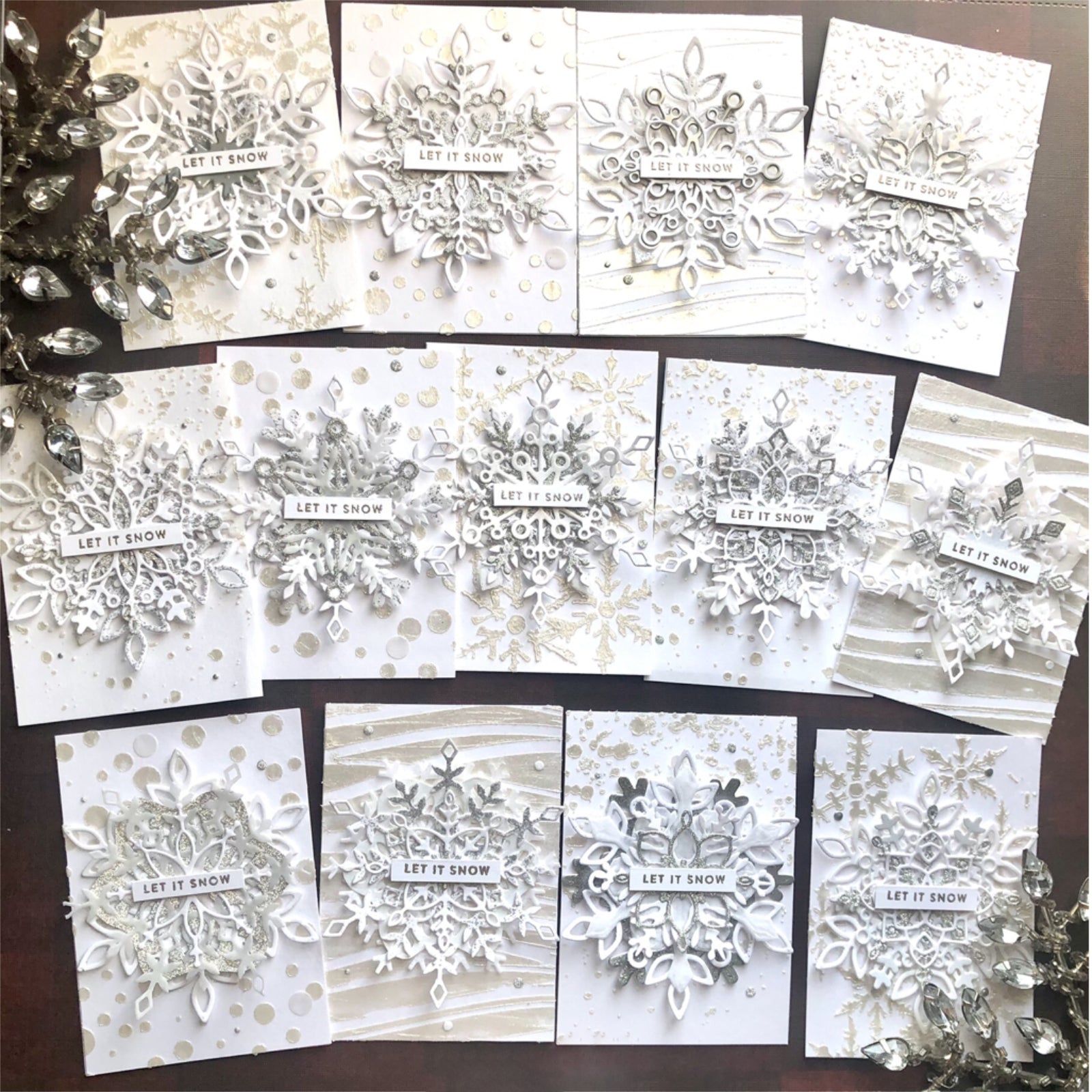 Ten Stunning Snowflakes w Shadows Cutting Dies