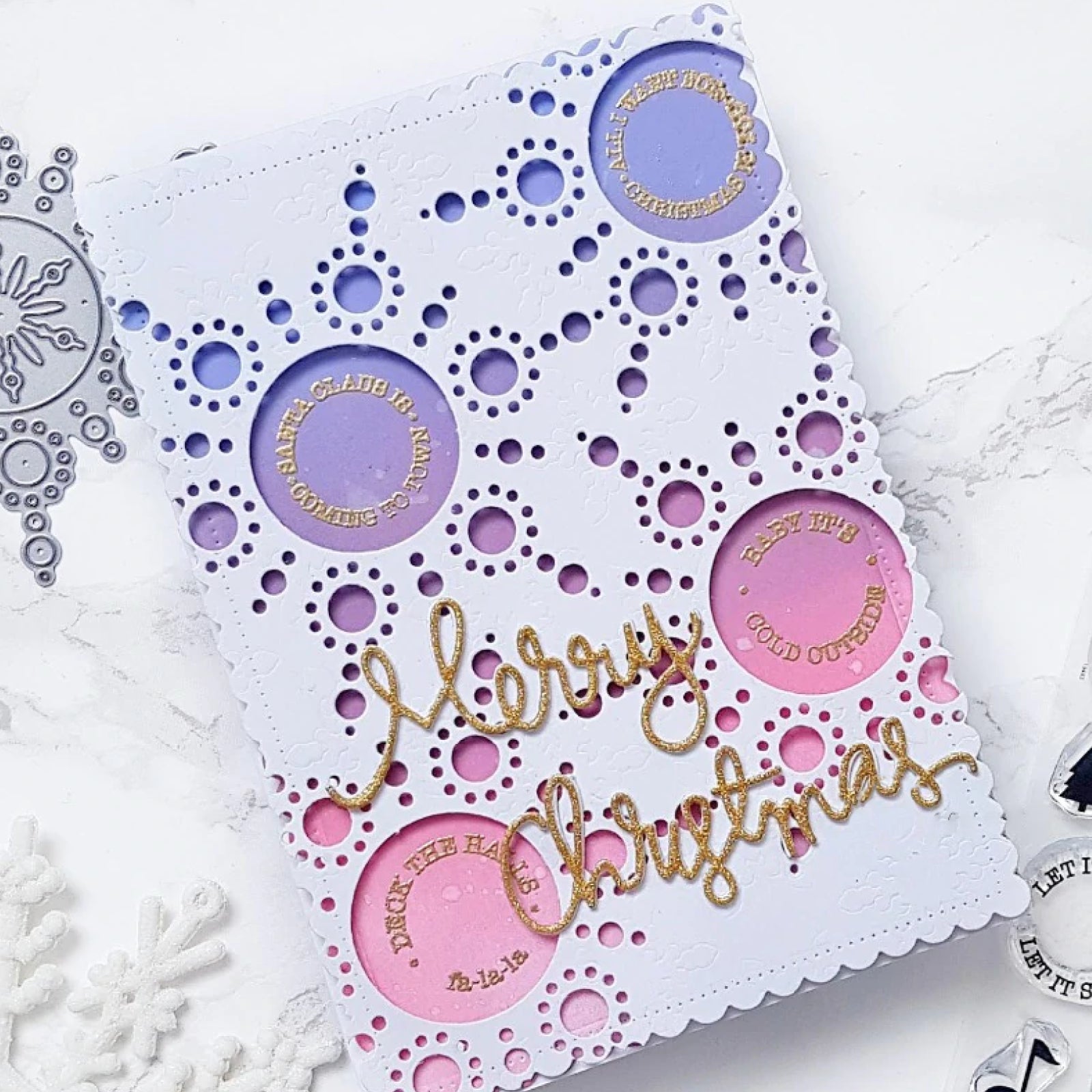 Cutout Dots Snowflake w Solid Snowflake Cutting Die