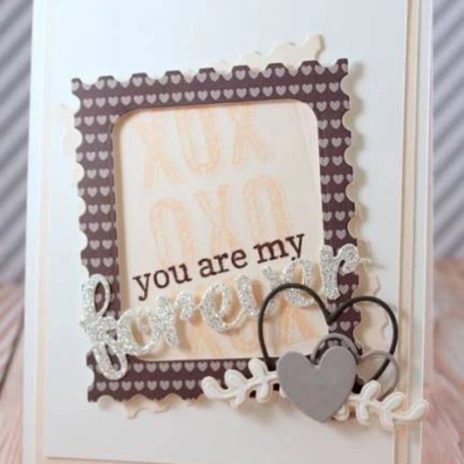 Rectangular Postage Stamp Frame w Hearts Cutting Dies