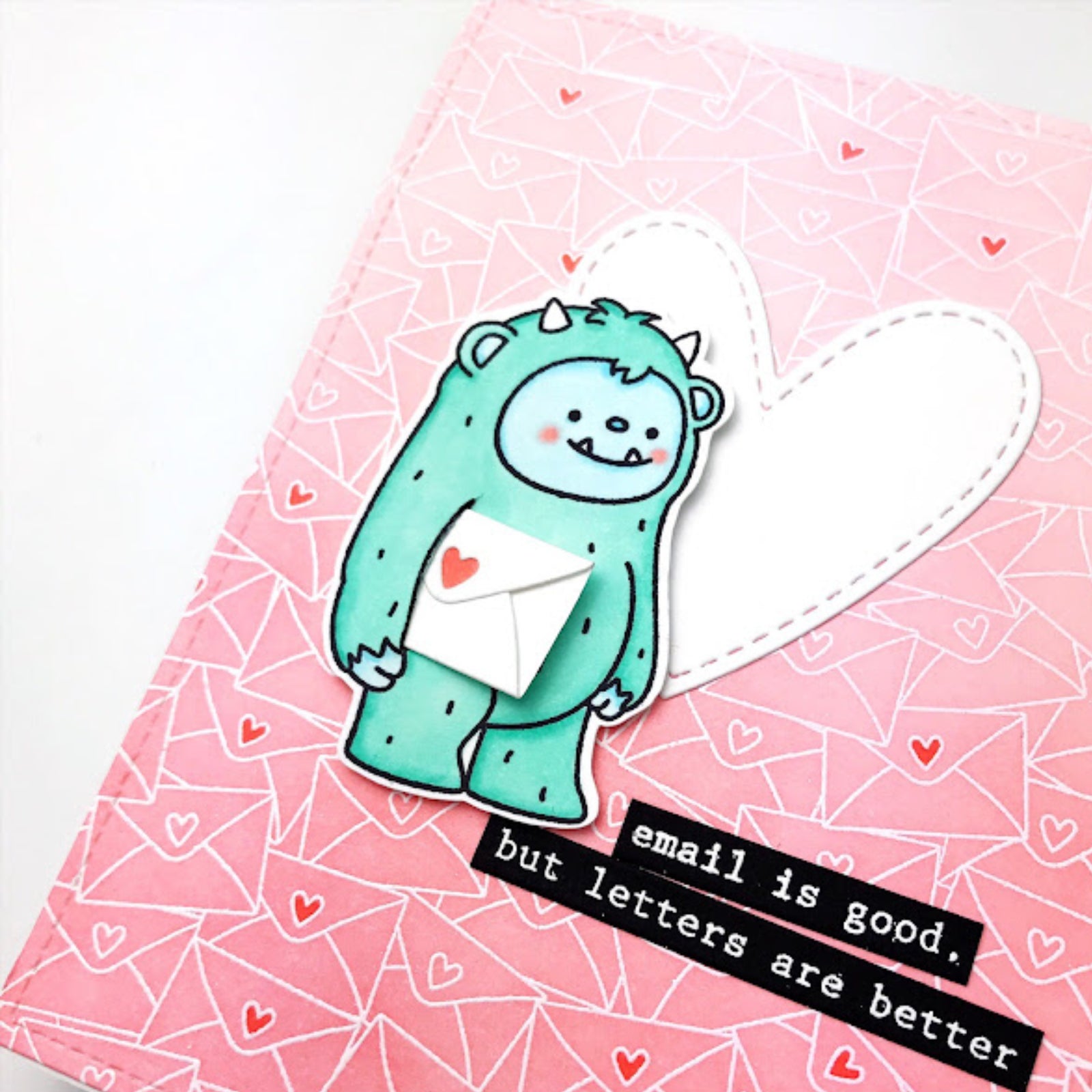 Sending Love Mail Envelopes Square Background Stamp