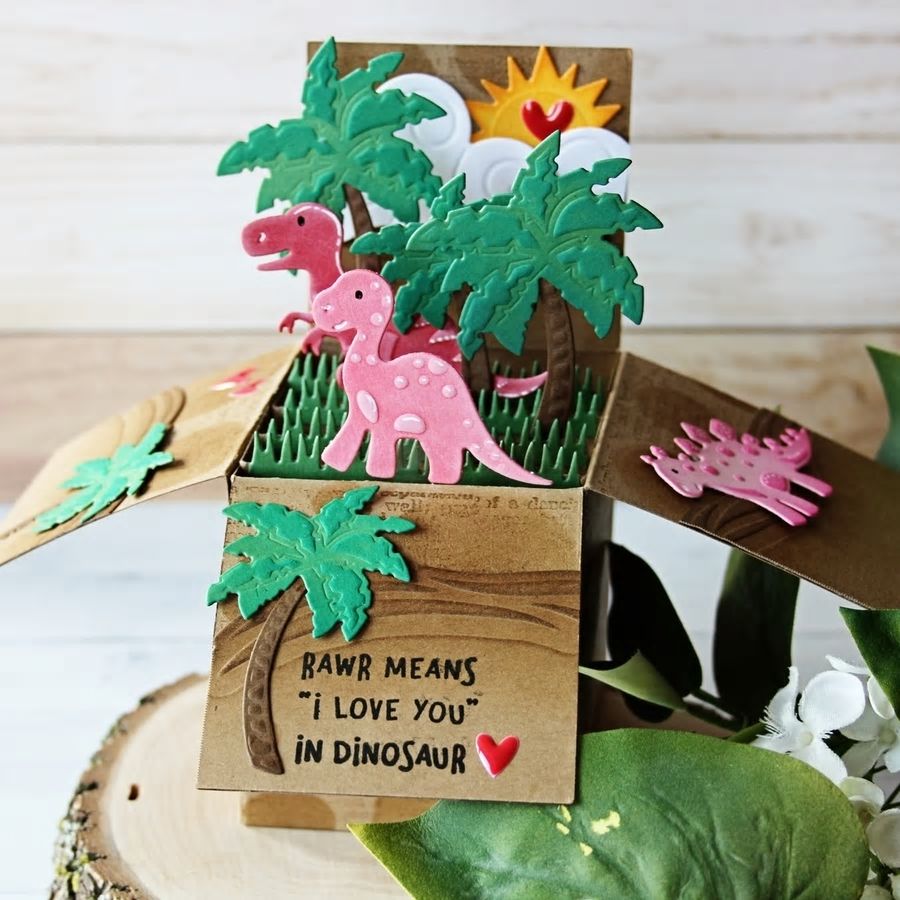 3D Pop Up Box Card w Scallop Lace Cutting & Embossing Dies