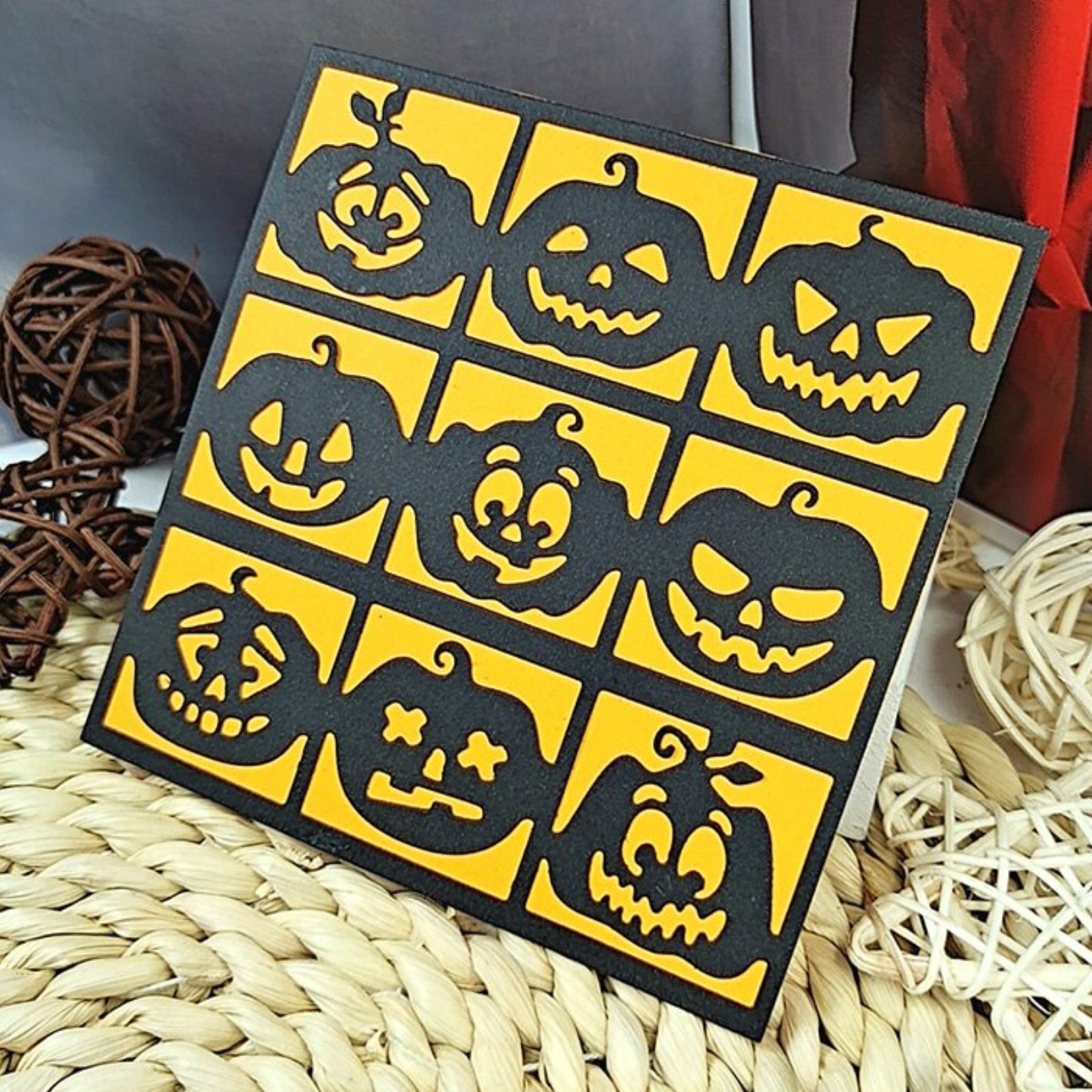 Halloween Jack-o-Lanterns Grid Background Frame Cutting Die