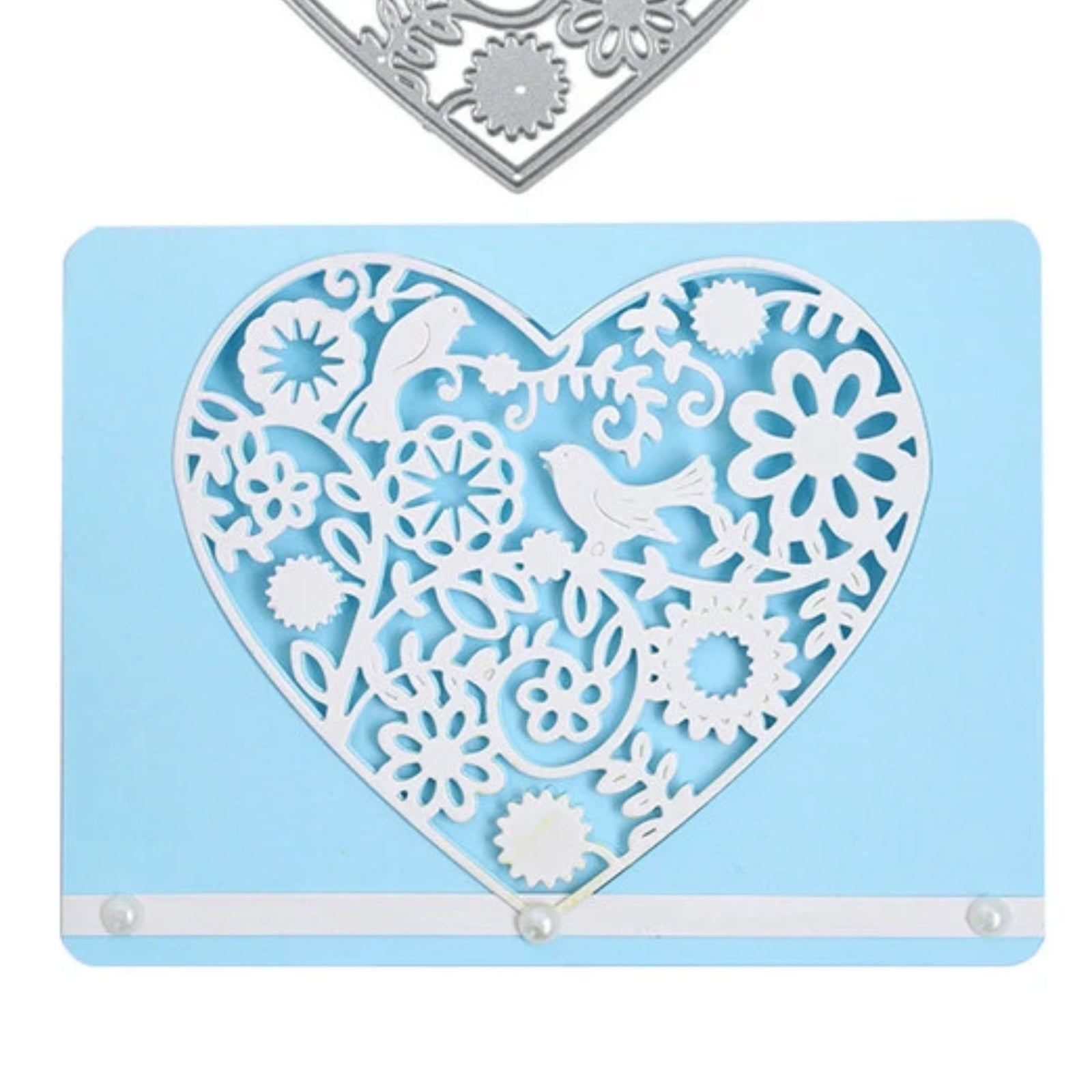 Large Floral Framed Heart w Bird Cutting Die