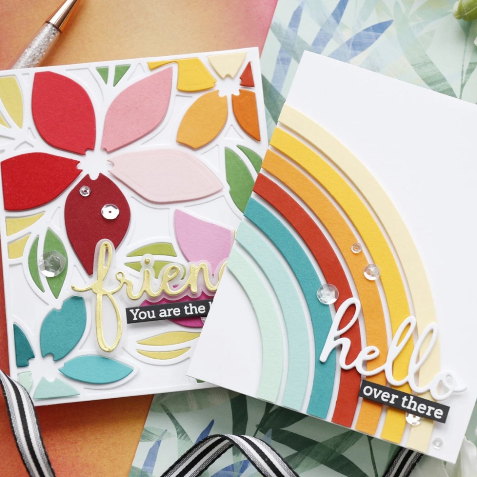 Hello Beautiful Sentiment Words w Shadows Cutting Dies