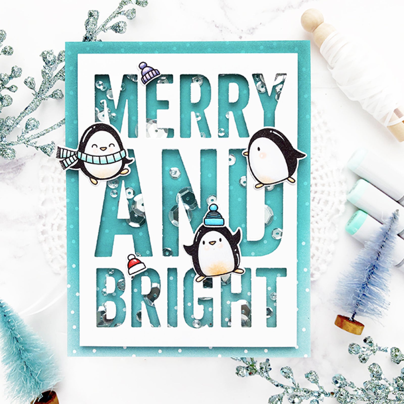 Merry And Bright Large Sentiment Words Cutting & Embossing Die