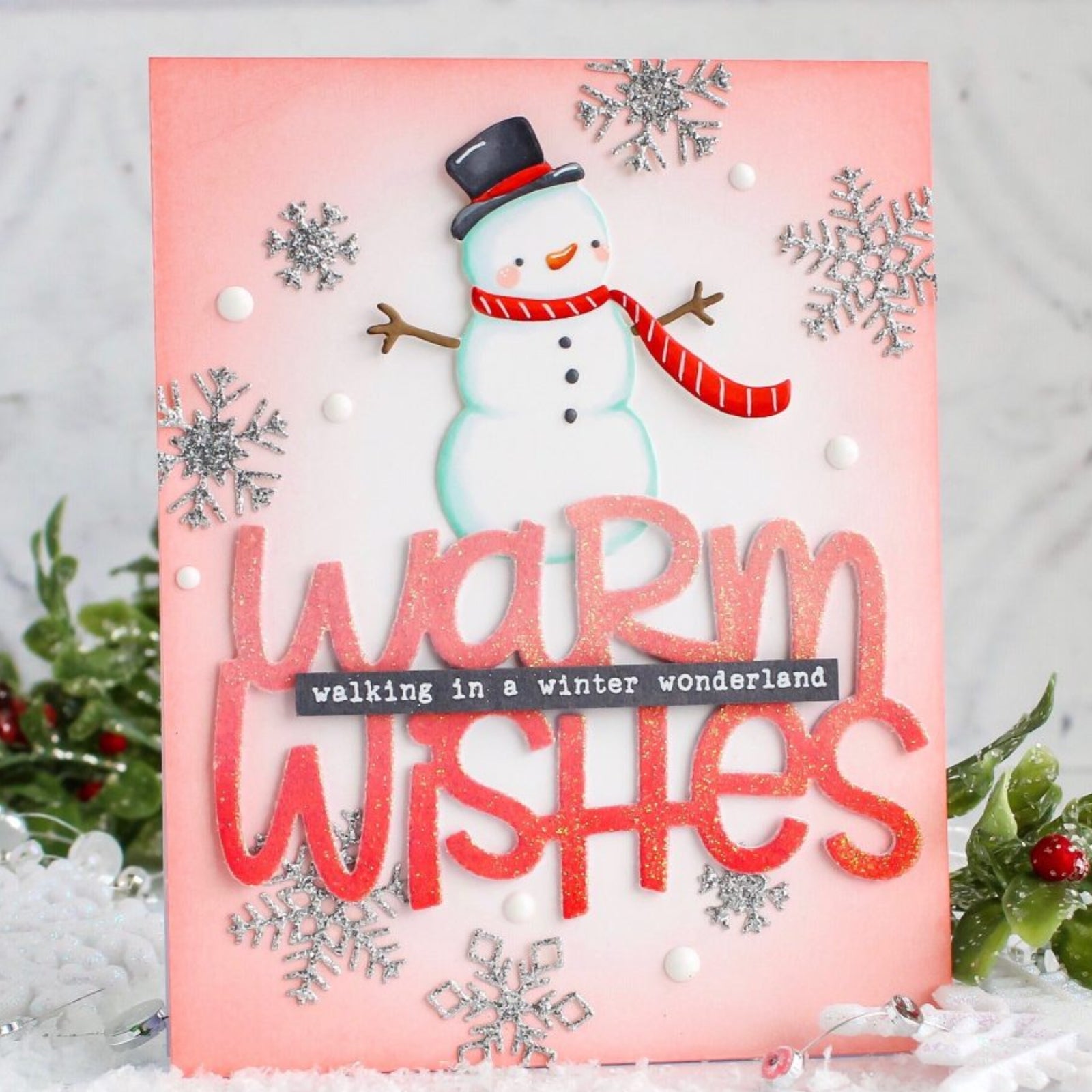 Winter Snowman w Forest Background Cutting & Embossing Dies