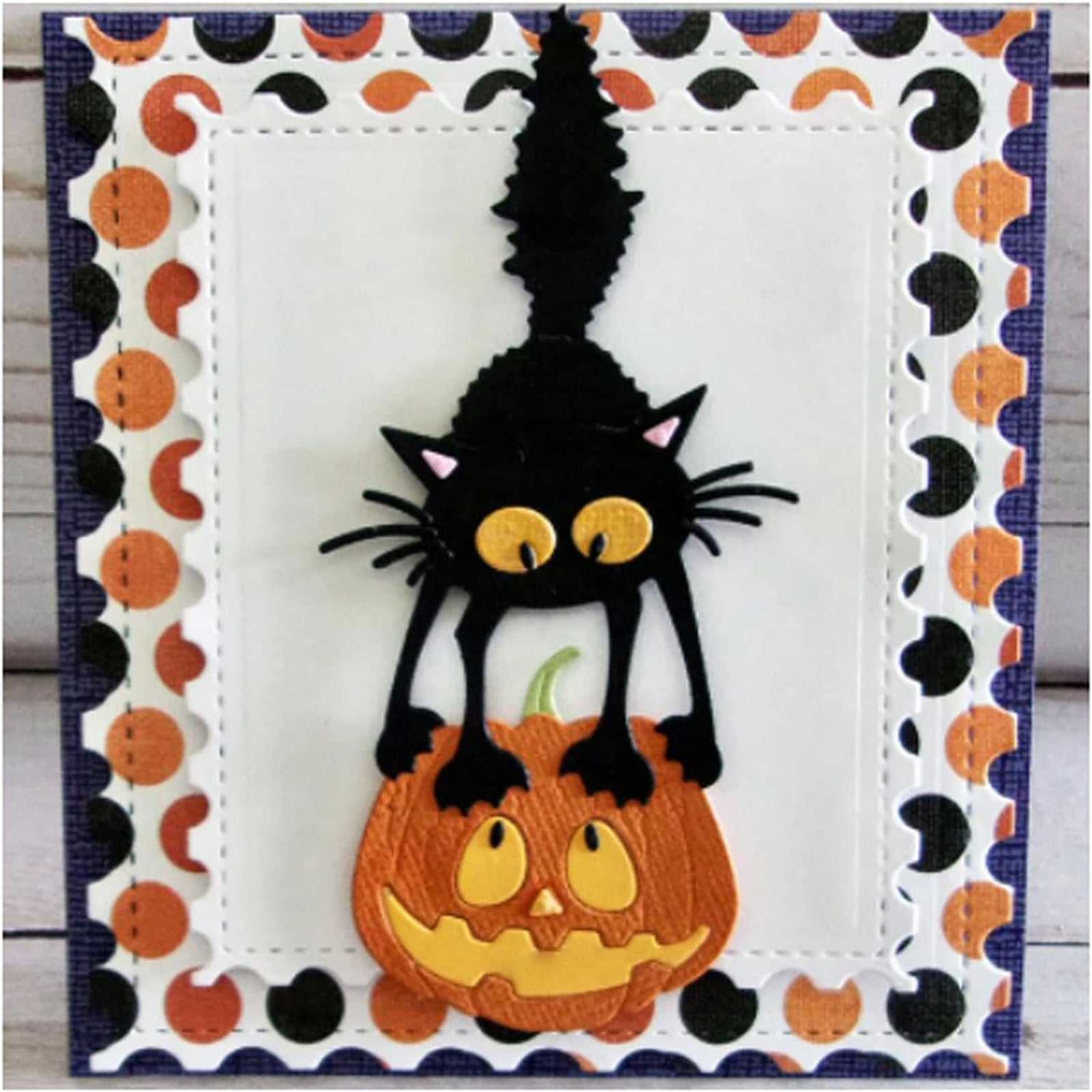Scaredy Cat Standing on a Jack-o'-Lantern Cutting Dies