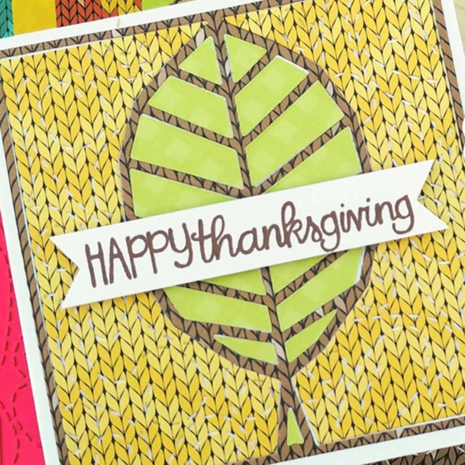 Leaf / Tree Square Background Frame w Stitched Swirls Cutting Die