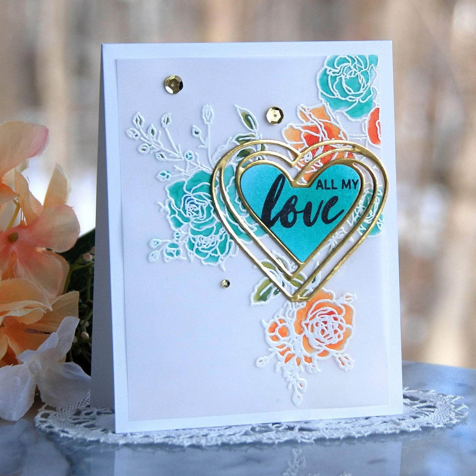 Love Word w Outline Heart Frame Cutting Dies
