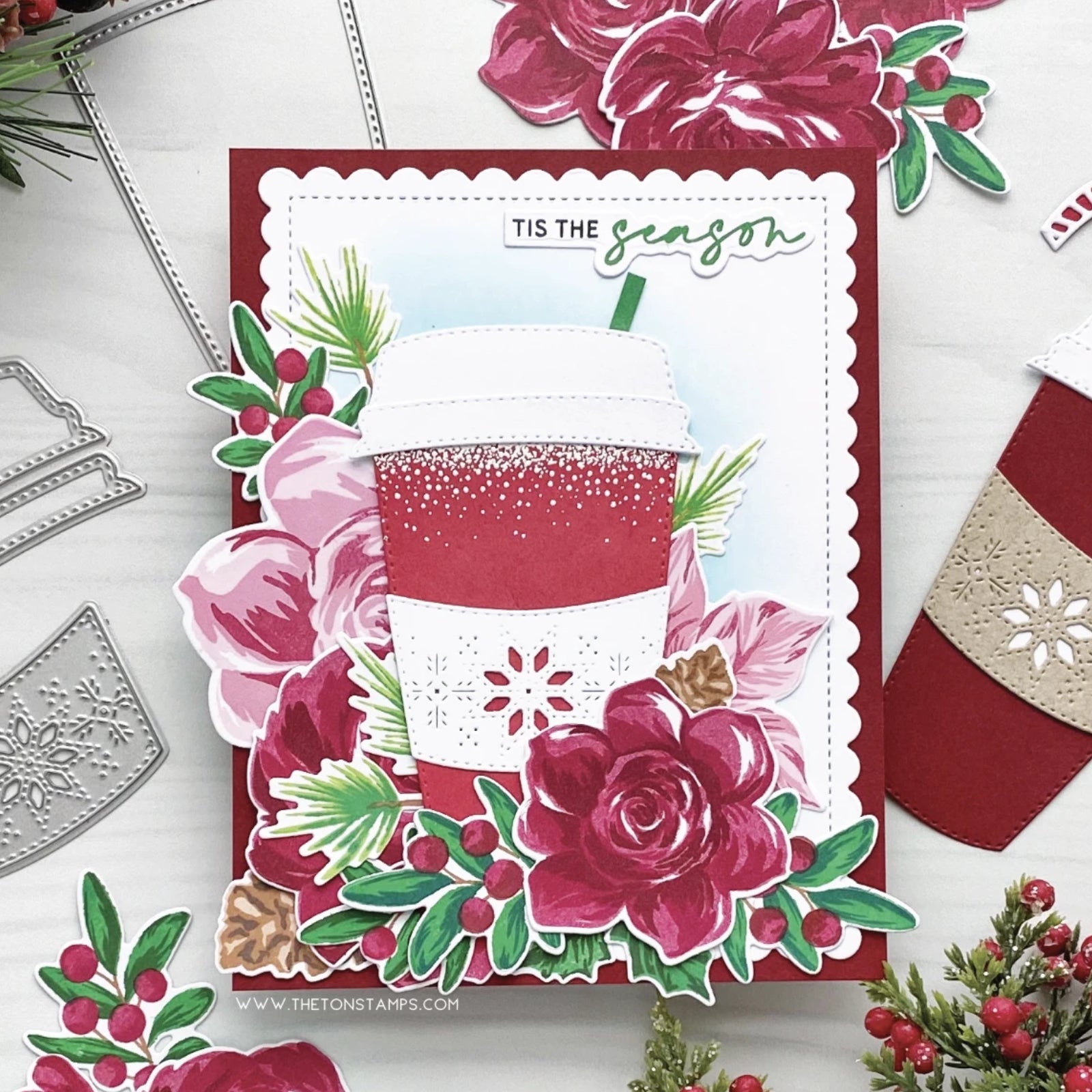 Coffee Cup to Go Stitched Confetti Shaker Cutting & Embossing Dies