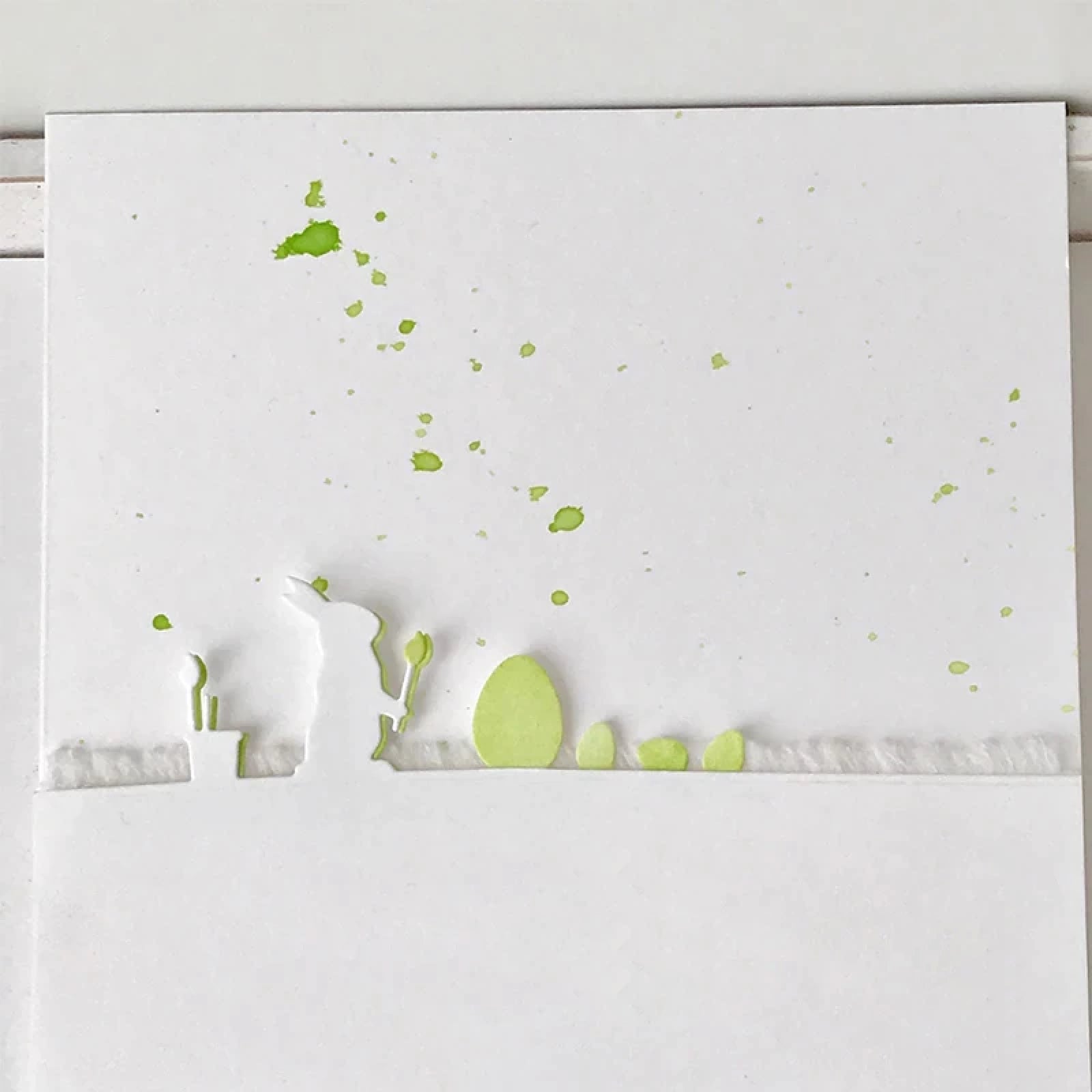 Easter Bunny Painter w Egg Silhouette Border Cutting Die