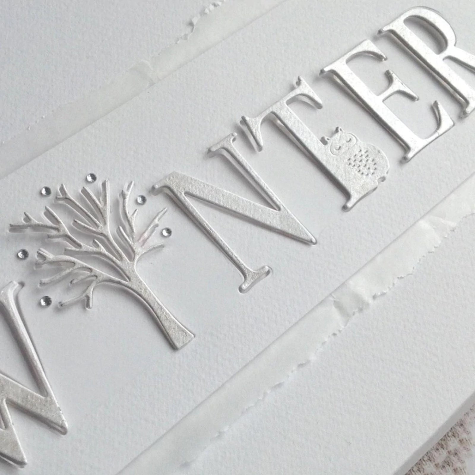 Winter Sentiment Word w Tree & Owl Cutting Die
