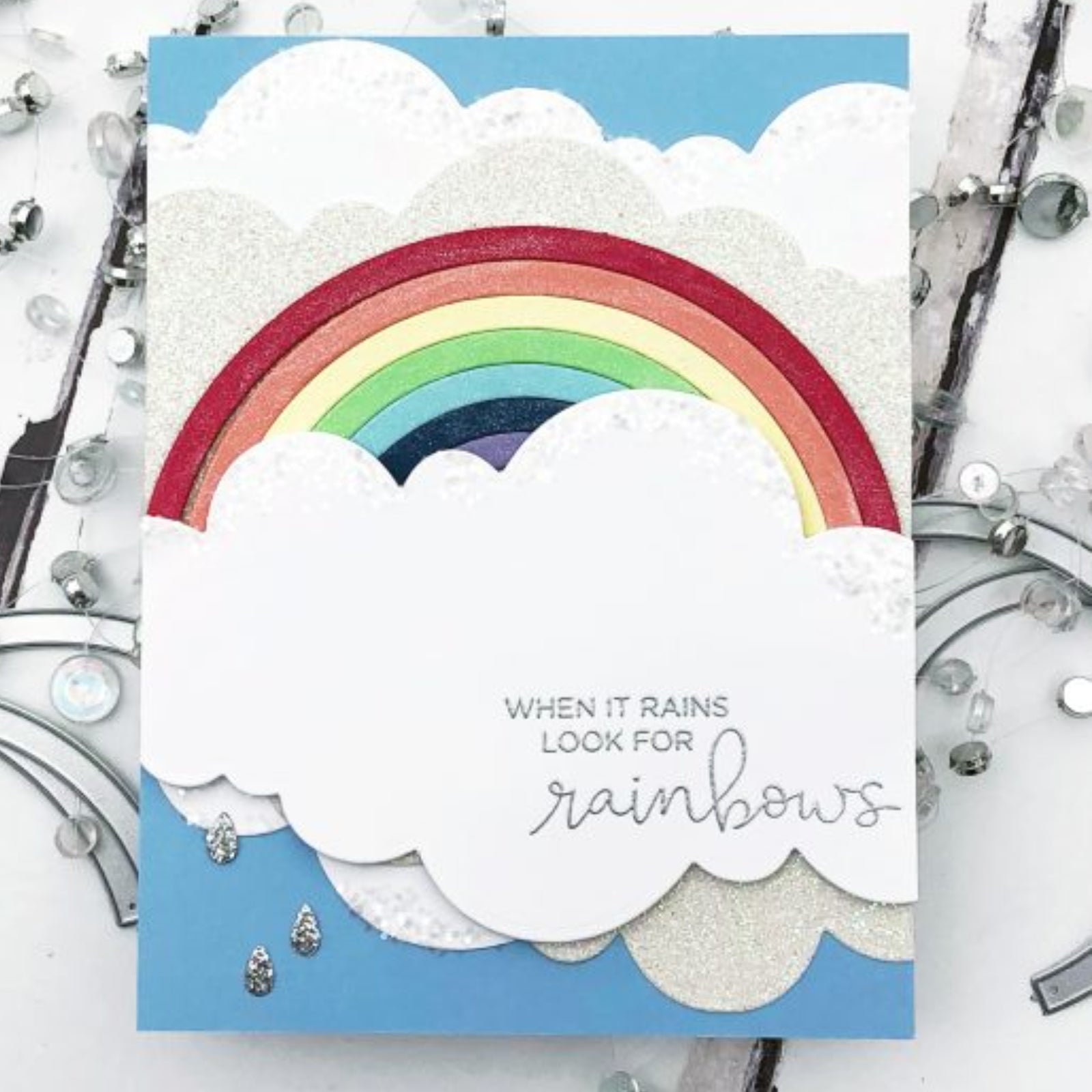 Sending You Sunshine And Rainbows Happy Sentiment Phrases Stamp Set