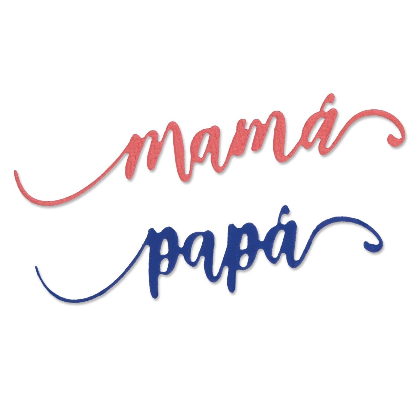 Mama & Papa Script Words w Flourishes Cutting Dies