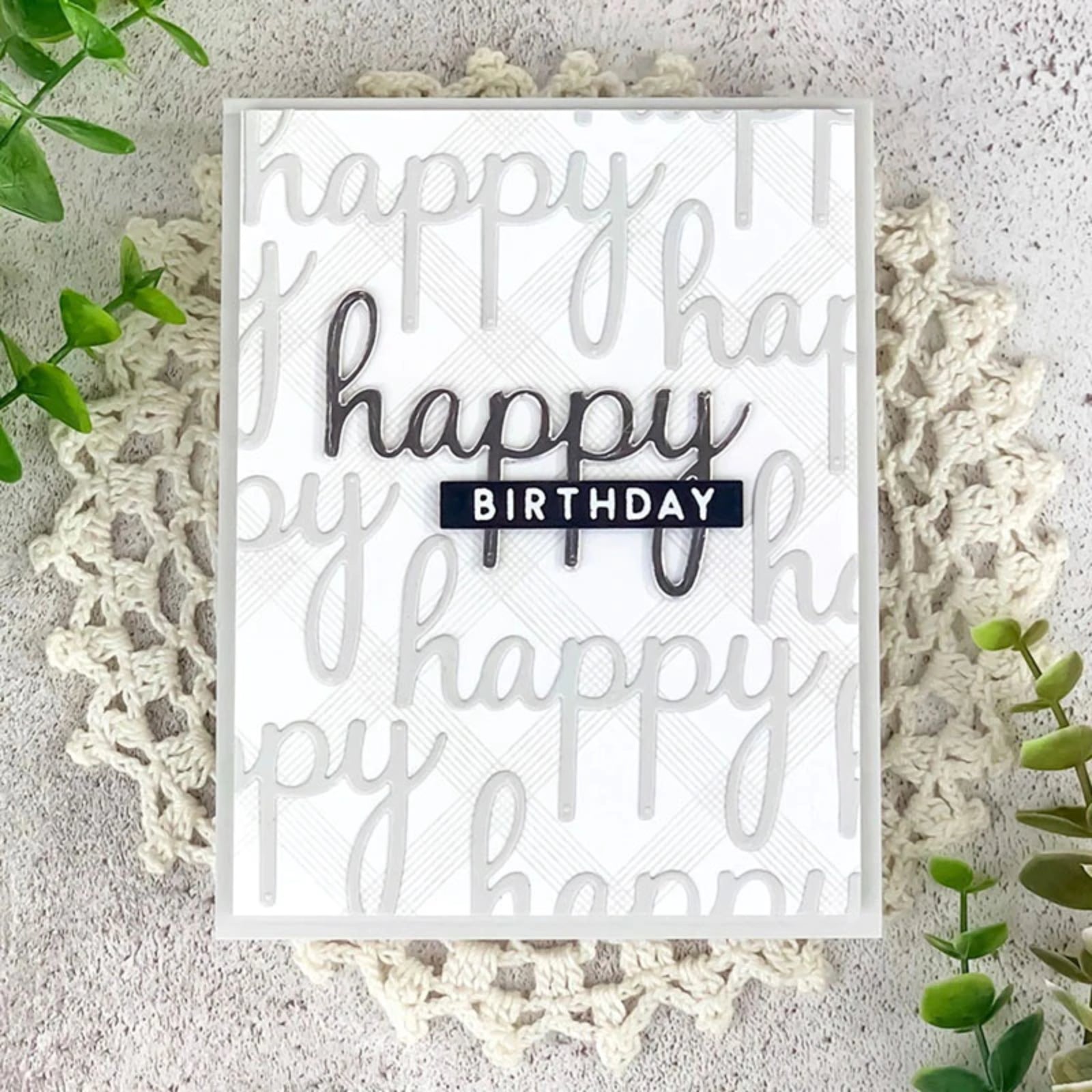 Holidays Happy Sentiments Large Words w Shadows Cutting Dies