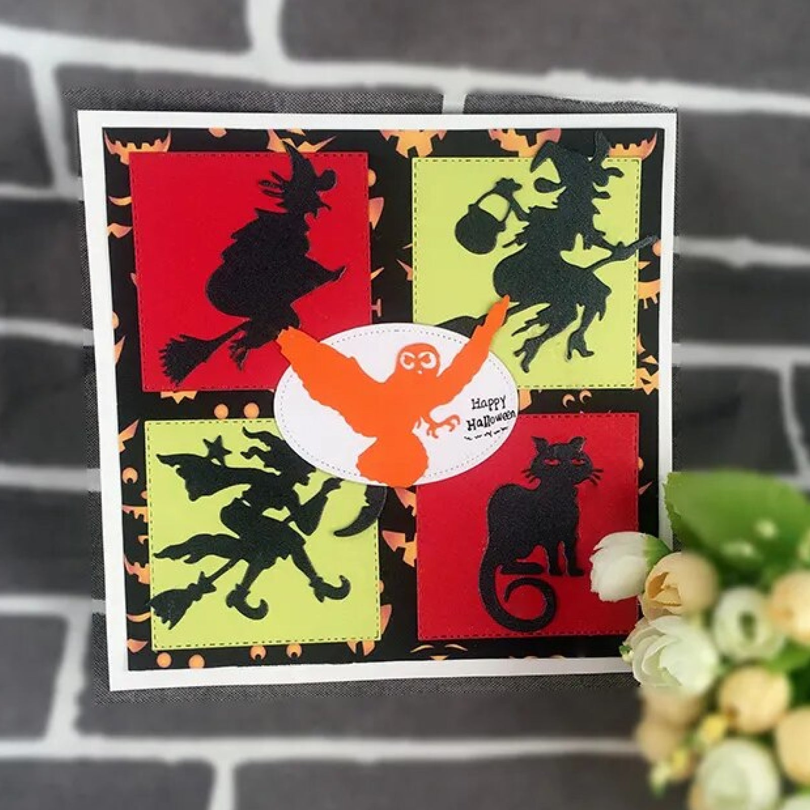 Six Wicked Witches on Brooms w Cat & Owl Halloween Mega Cutting Die Set