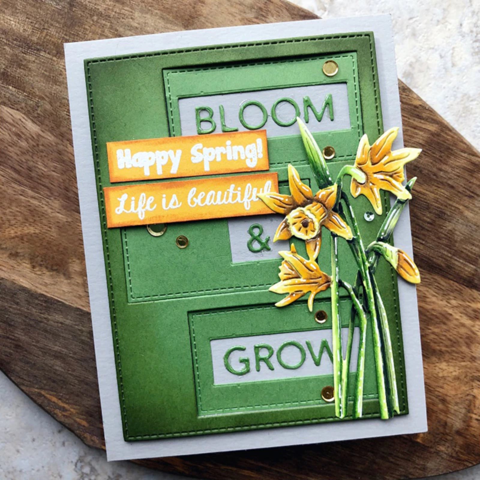 Bloom & Grow Block Sentiment Words Cutting Dies