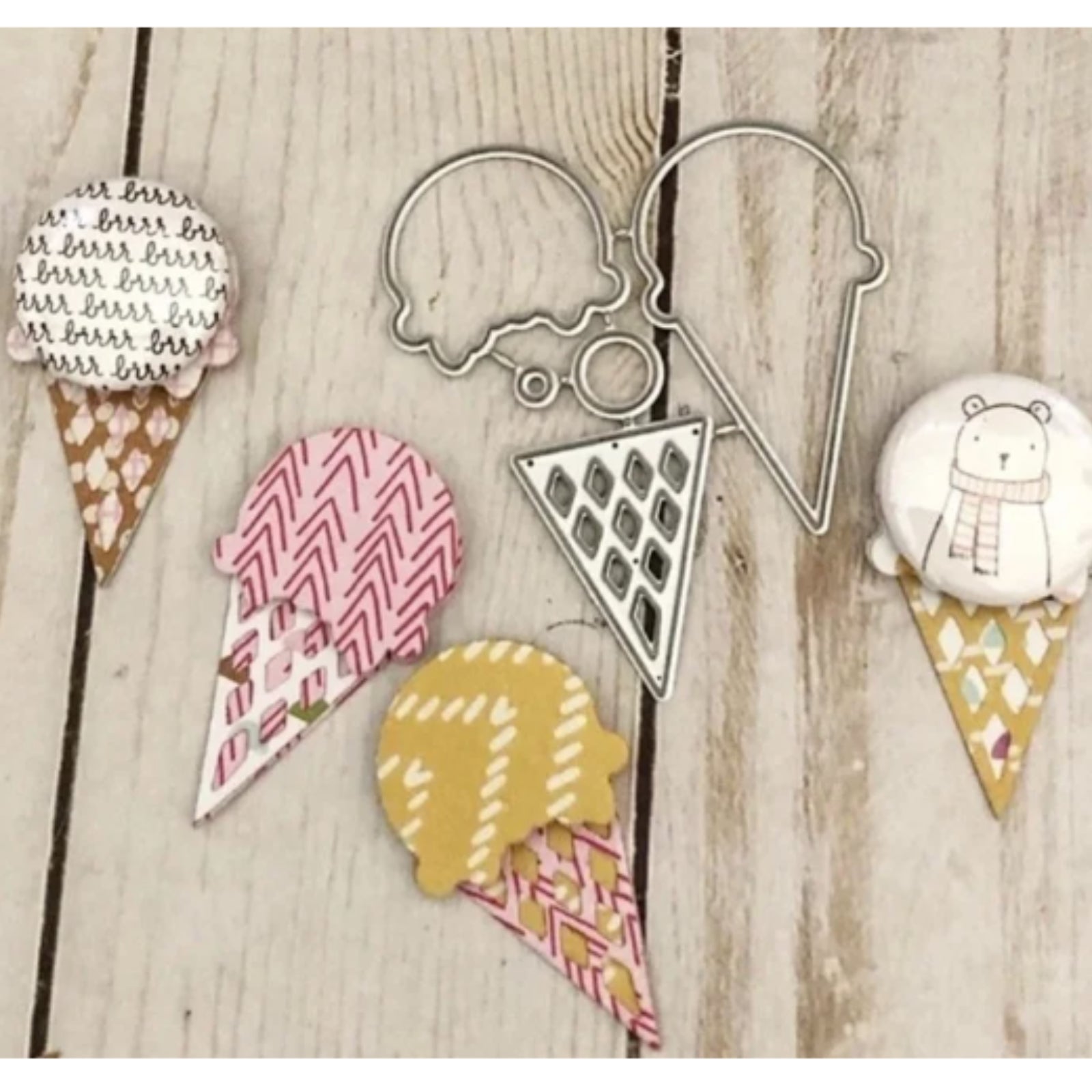 Little Ice Cream Scoop w Sugar Cone Layering Cutting & Embossing Dies