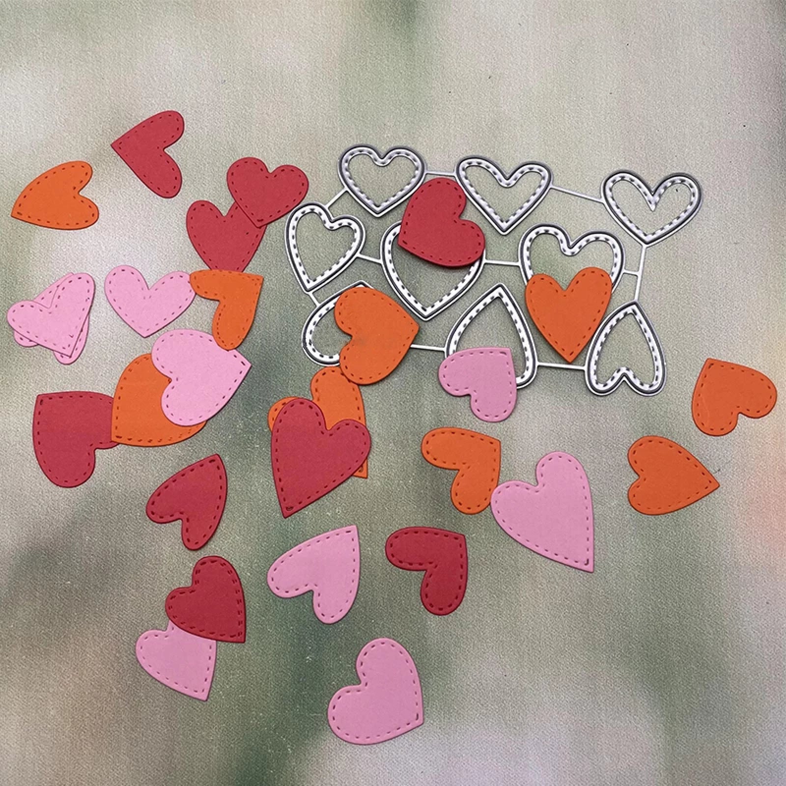 Nine Small Stitched Hearts Cutting & Embossing Dies