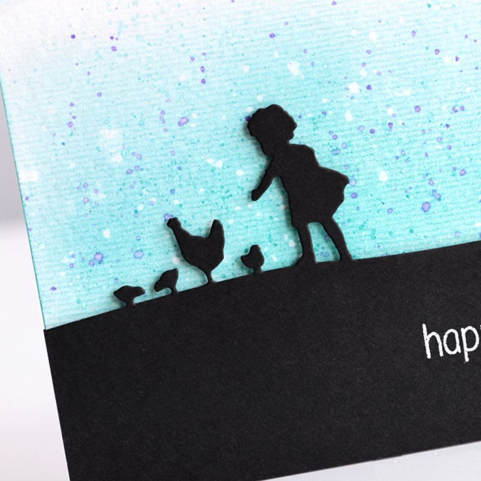 Girl/Child Feeding Chicken & Chicks Backdrop Border Cutting Die