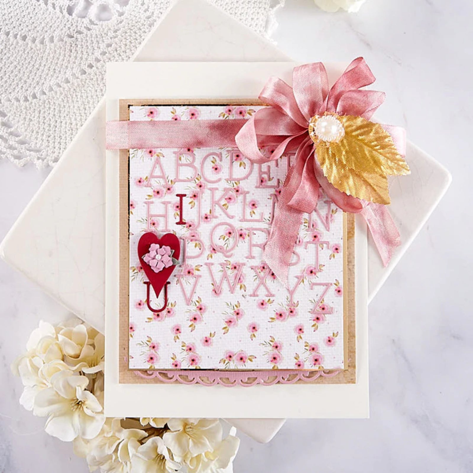 One of a Kind Banner Background w Alphabet Cutting & Embossing Dies