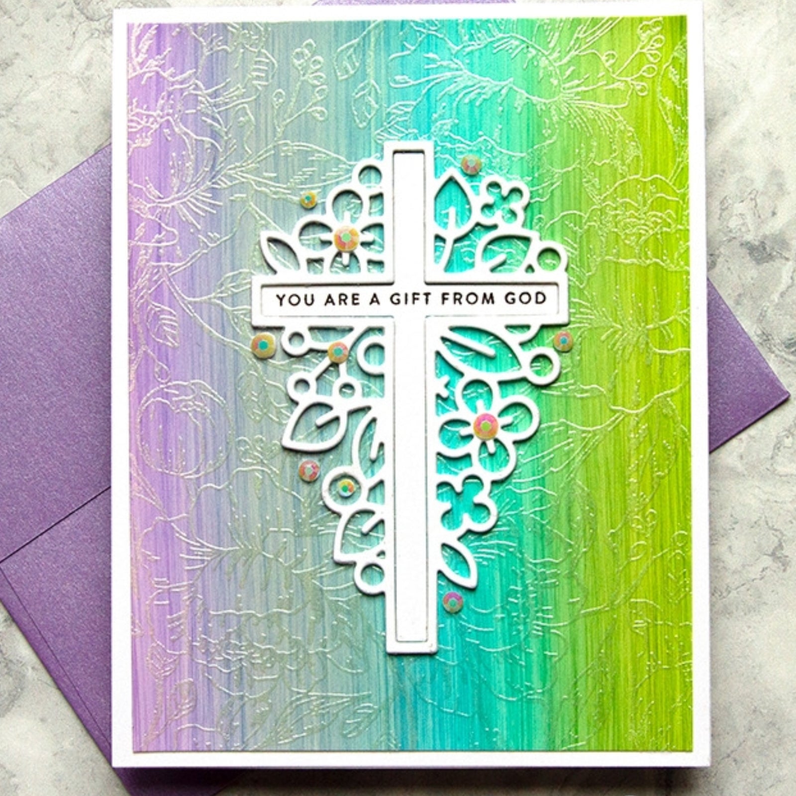 Easter Cross w Flowers & Leaves Cutting & Embossing Die