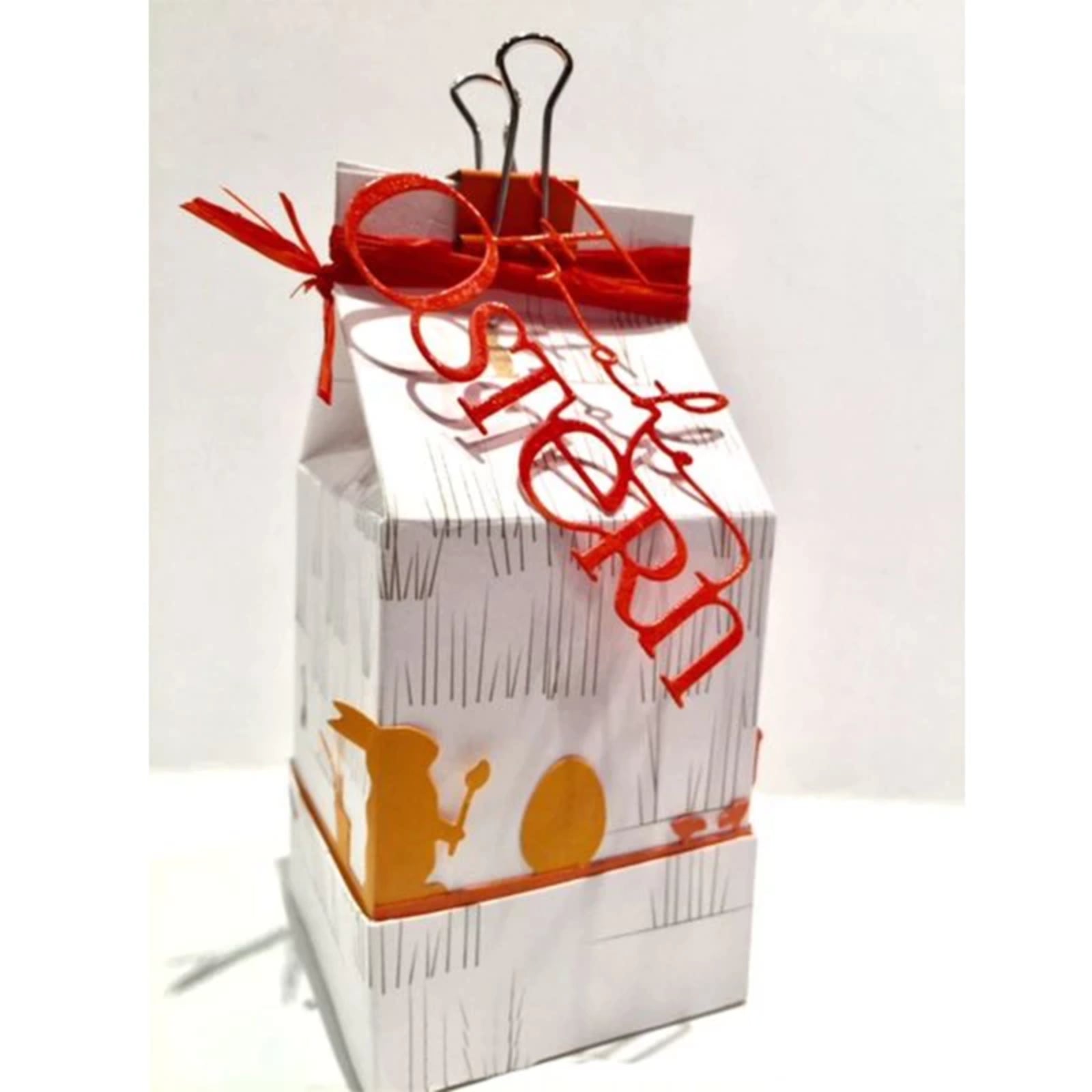 Easter Bunny Painter w Egg Silhouette Border Cutting Die