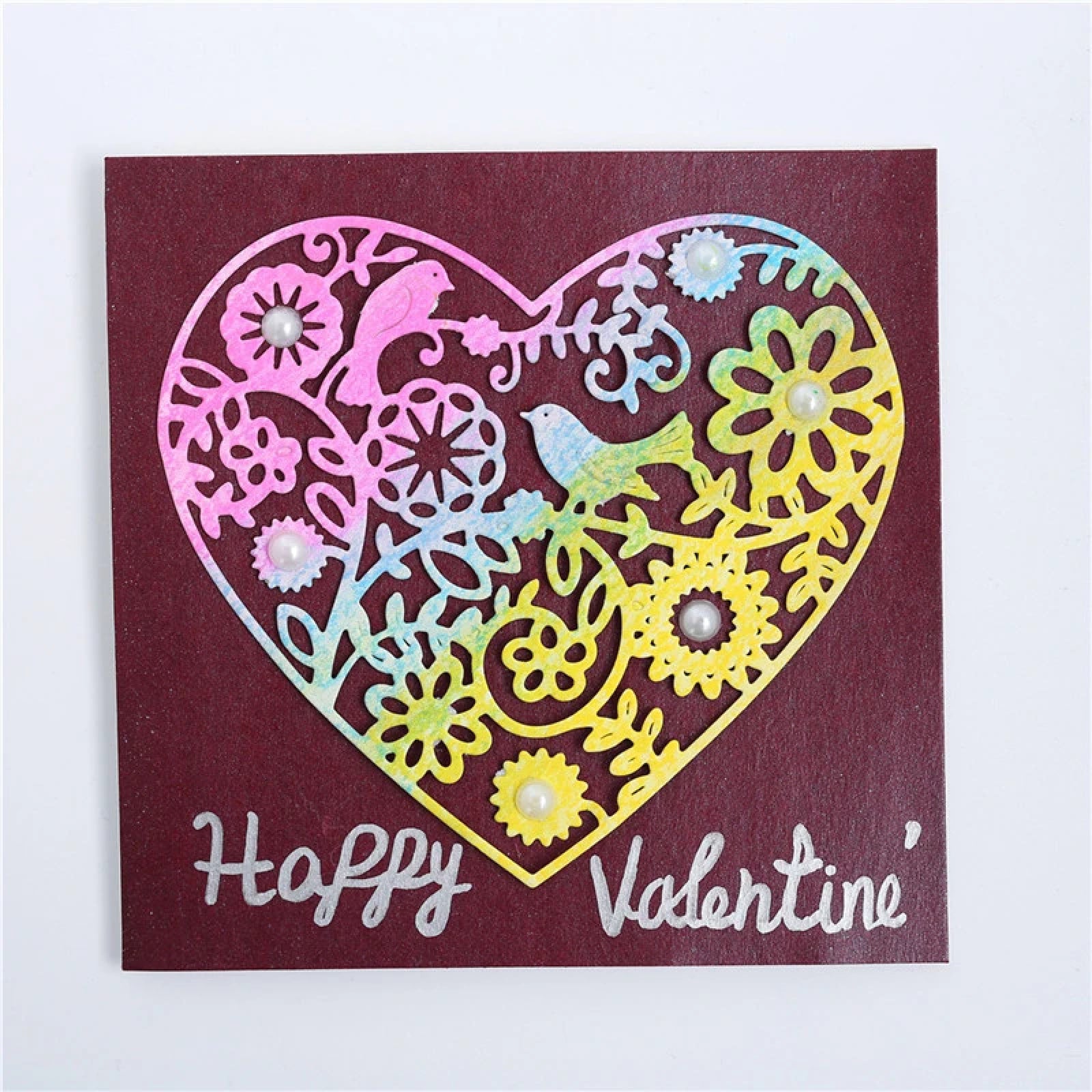 Large Floral Framed Heart w Bird Cutting Die