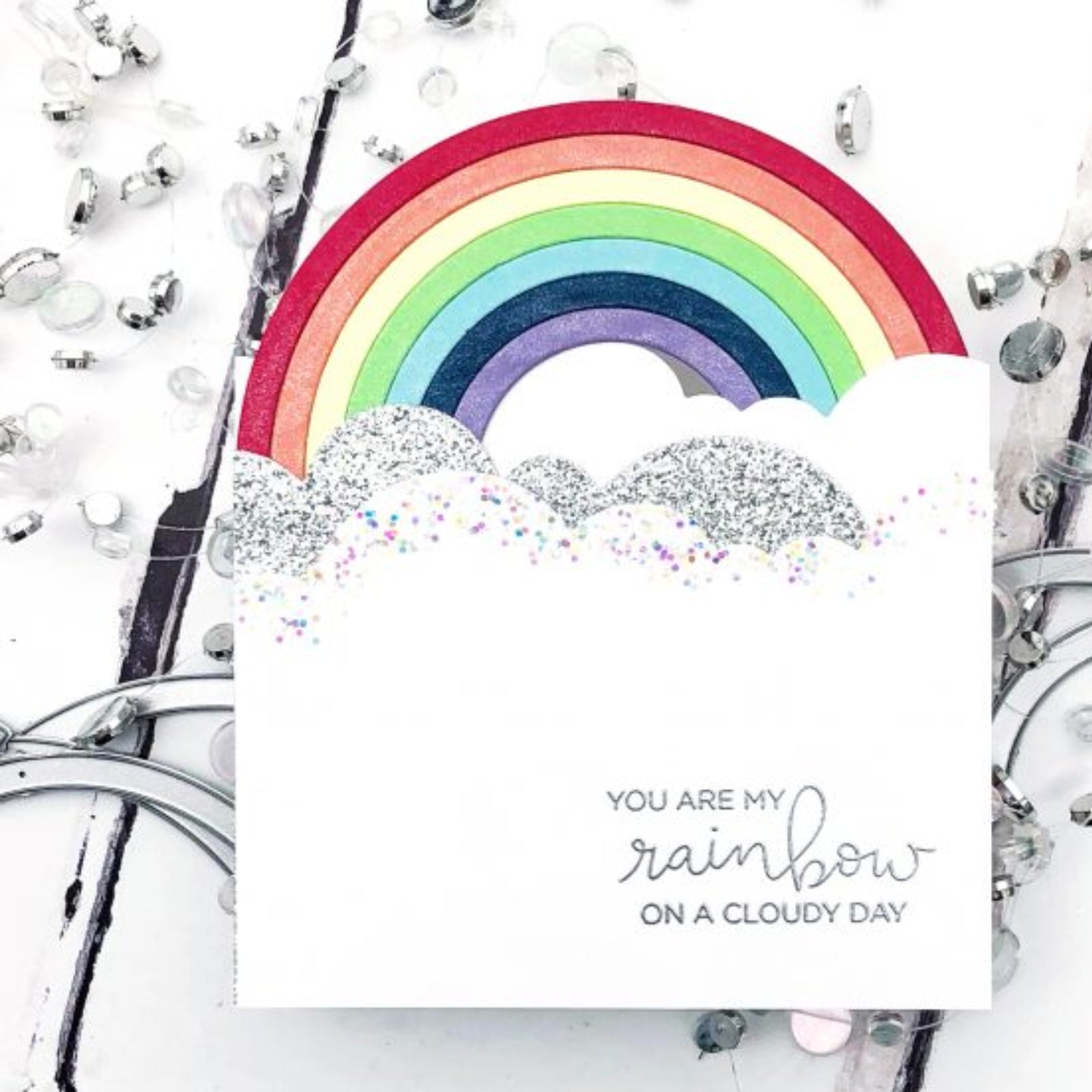 Sending You Sunshine And Rainbows Happy Sentiment Phrases Stamp Set