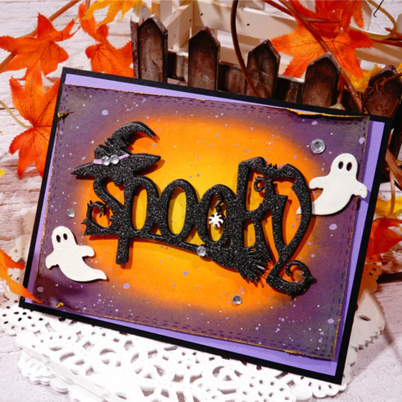 Spooky Word w Witch’s Hat, Broom, & Bat Cutting Die